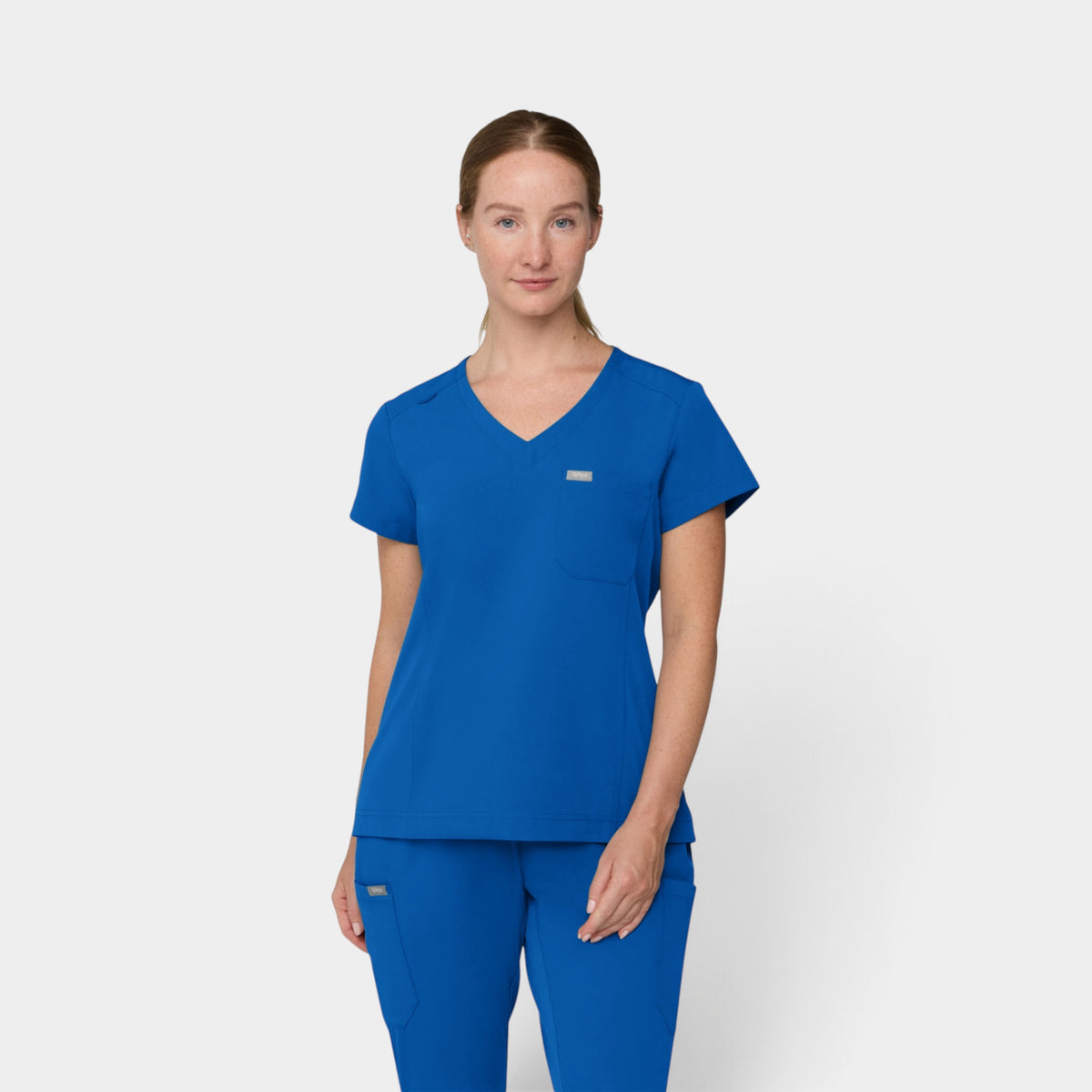 Chest Pocket Top With Curved Hem | T102