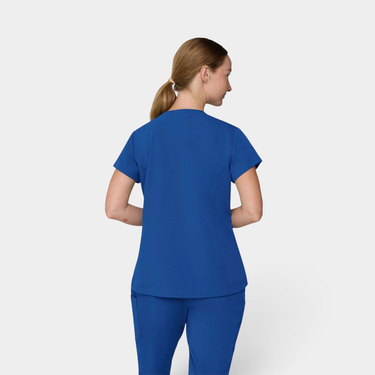 Chest Pocket Top With Curved Hem | T102