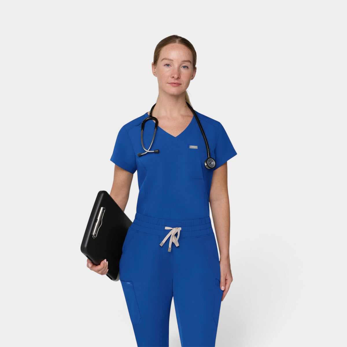 Chest Pocket Top With Curved Hem | T102