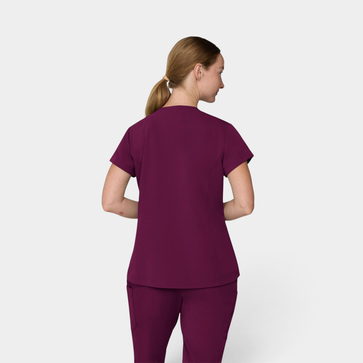 Chest Pocket Top With Curved Hem | T102