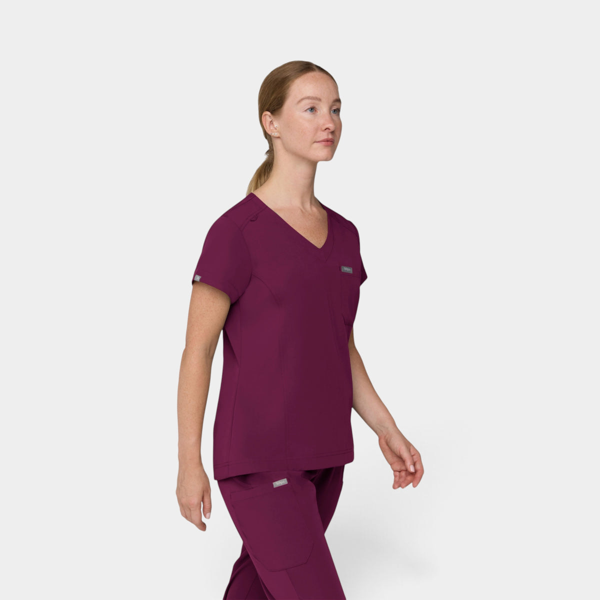 Chest Pocket Top With Curved Hem | T102