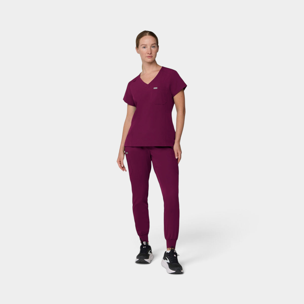 Chest Pocket Top With Curved Hem | T102