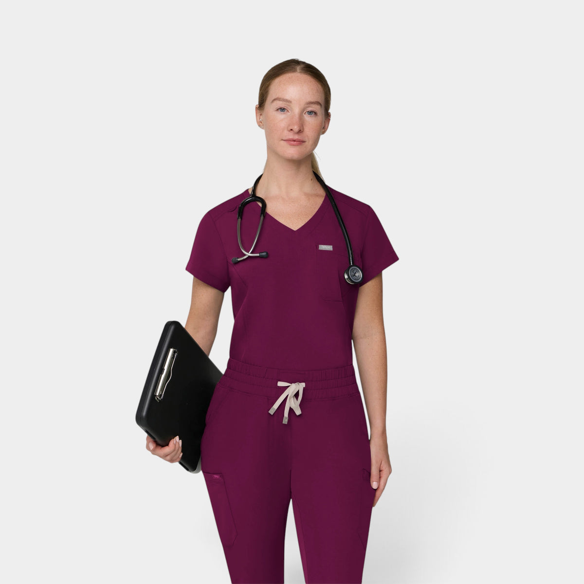 Chest Pocket Top With Curved Hem | T102