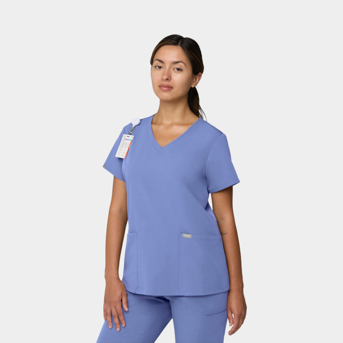 Curved V-Neck 2 Pocket Top | T101