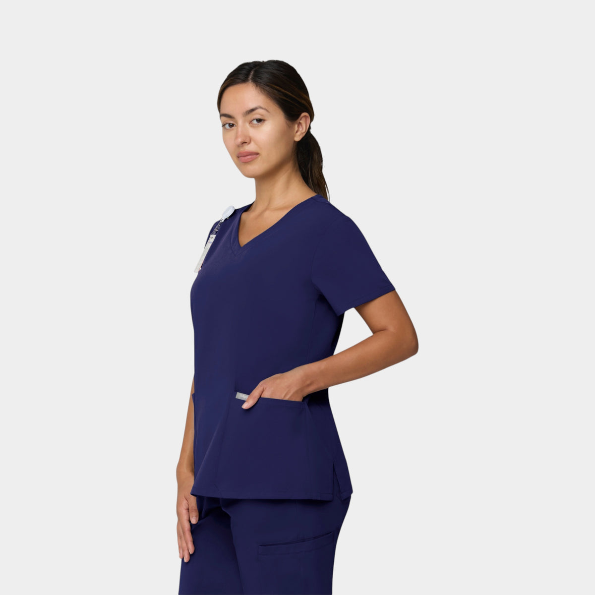 Curved V-Neck 2 Pocket Top | T101