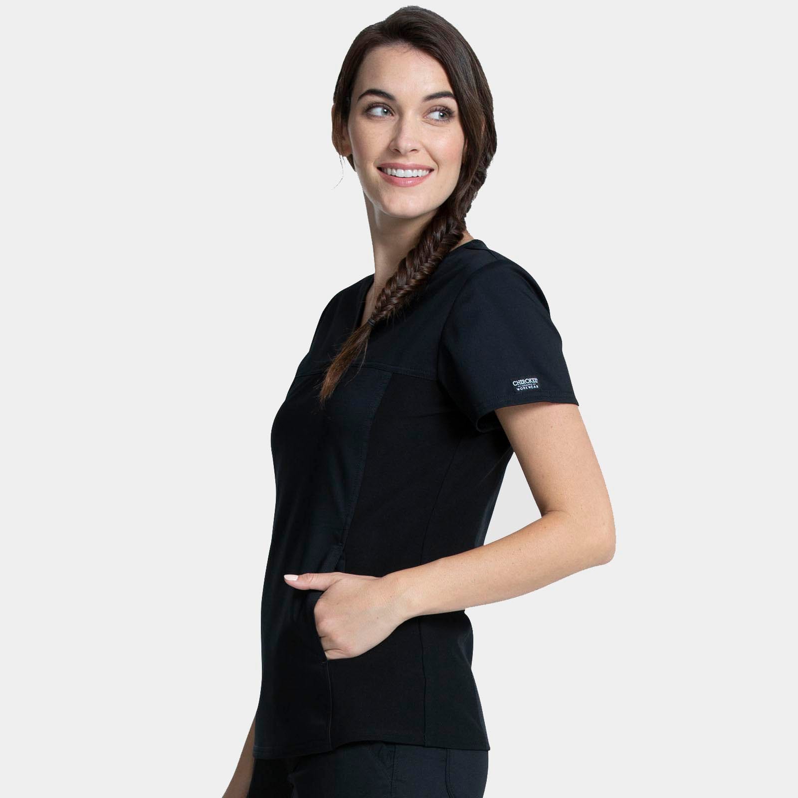 V-Neck Knit Panel Top | WW2875
