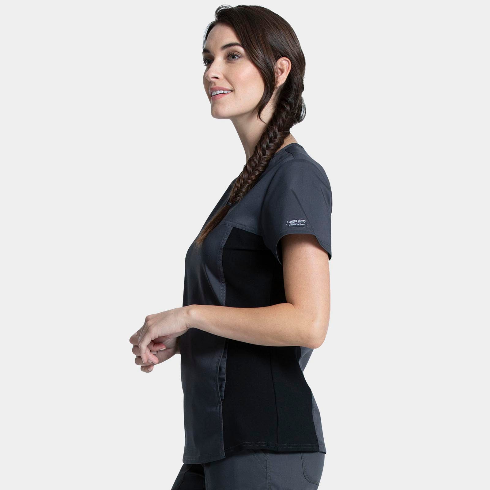 V-Neck Knit Panel Top | WW2875