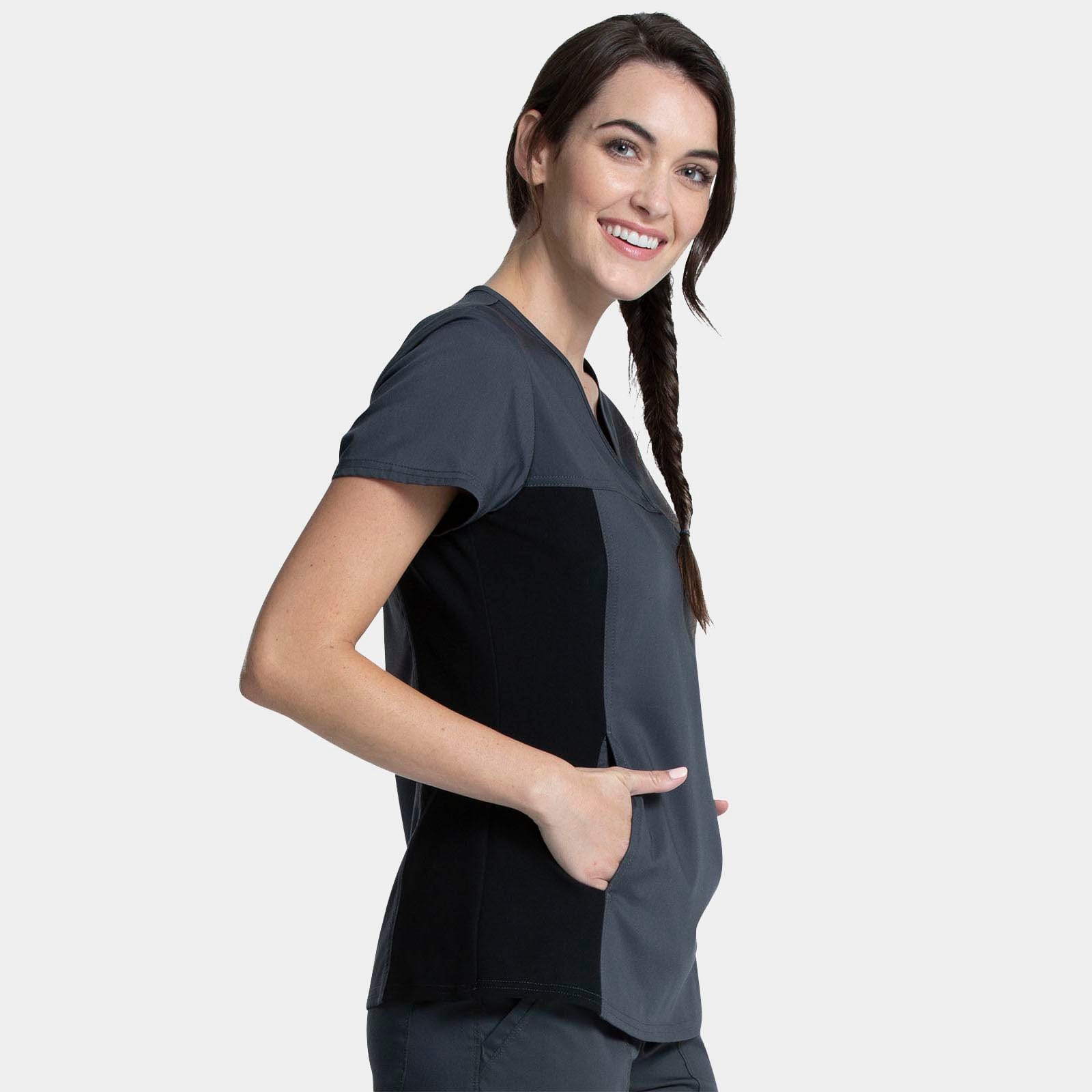 V-Neck Knit Panel Top | WW2875