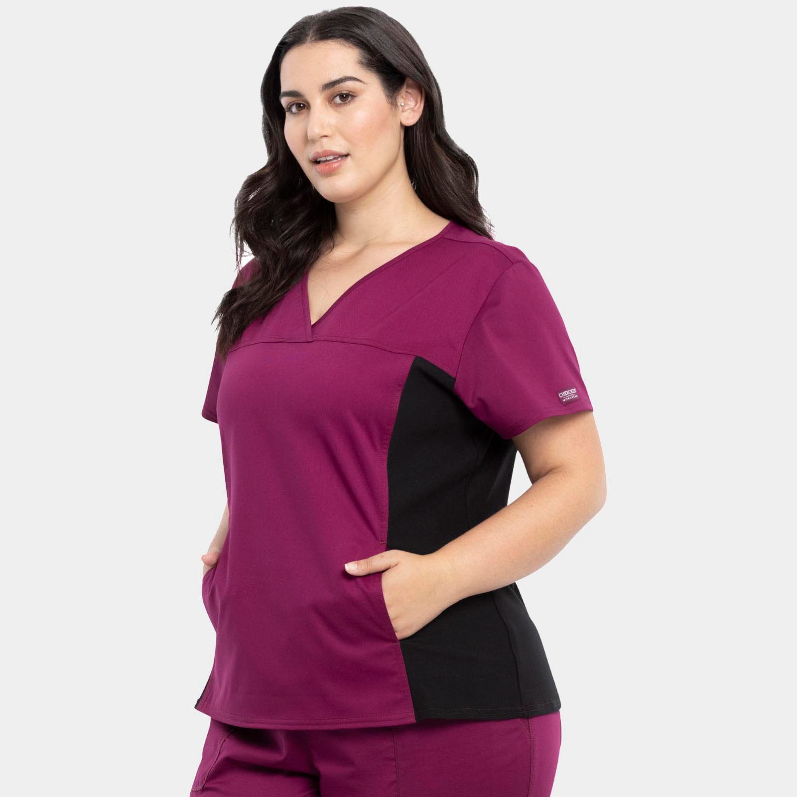 V-Neck Knit Panel Top | WW2875