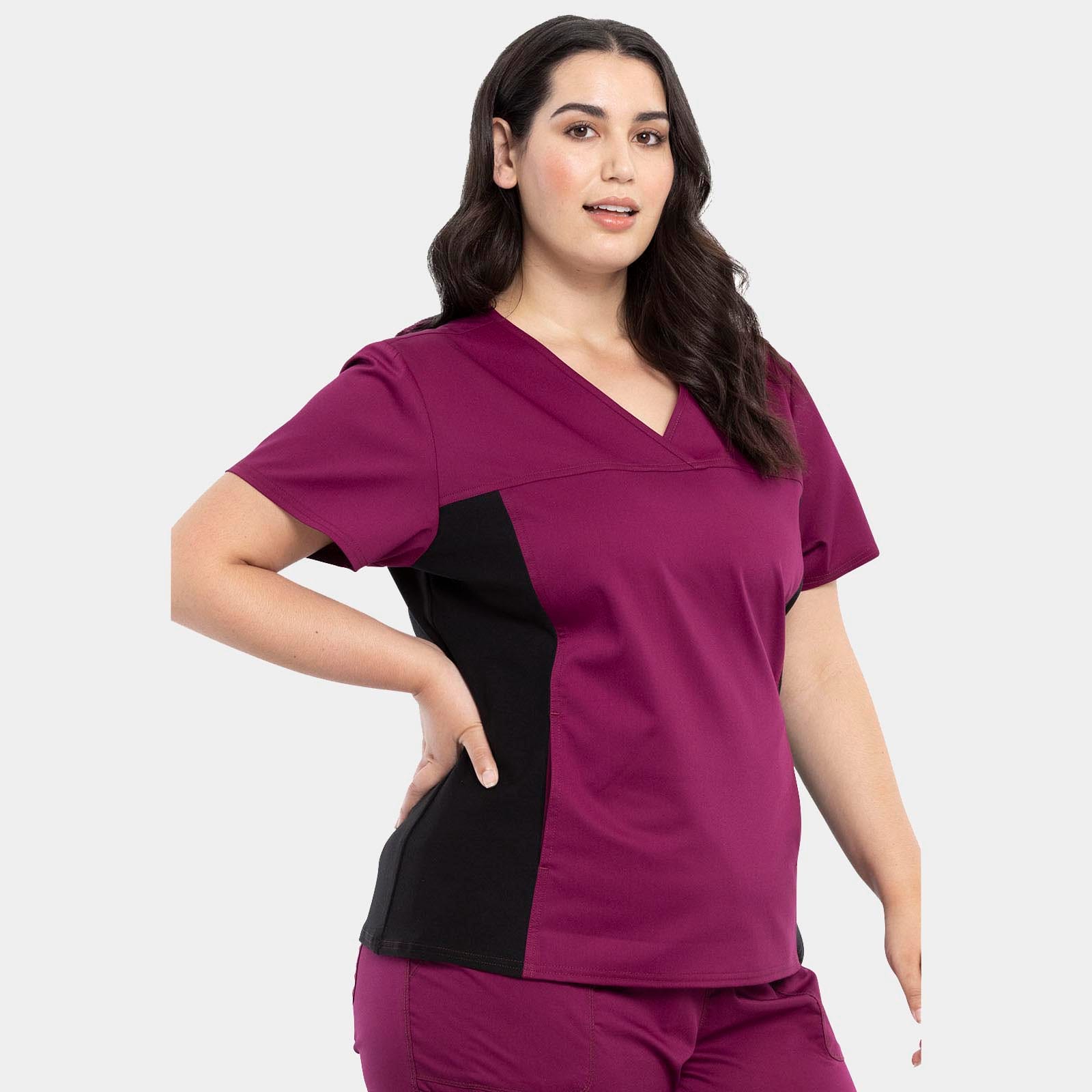 V-Neck Knit Panel Top | WW2875