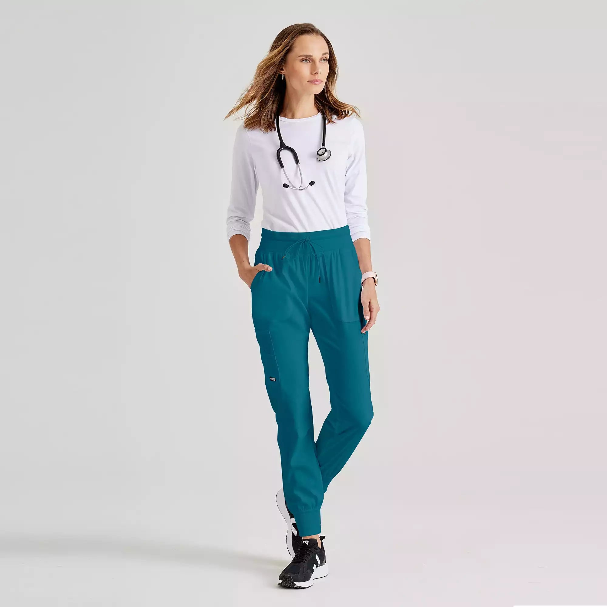 Women's Double Cargo Jogger Scrub Pants with Elastic Waistband | GRSP527