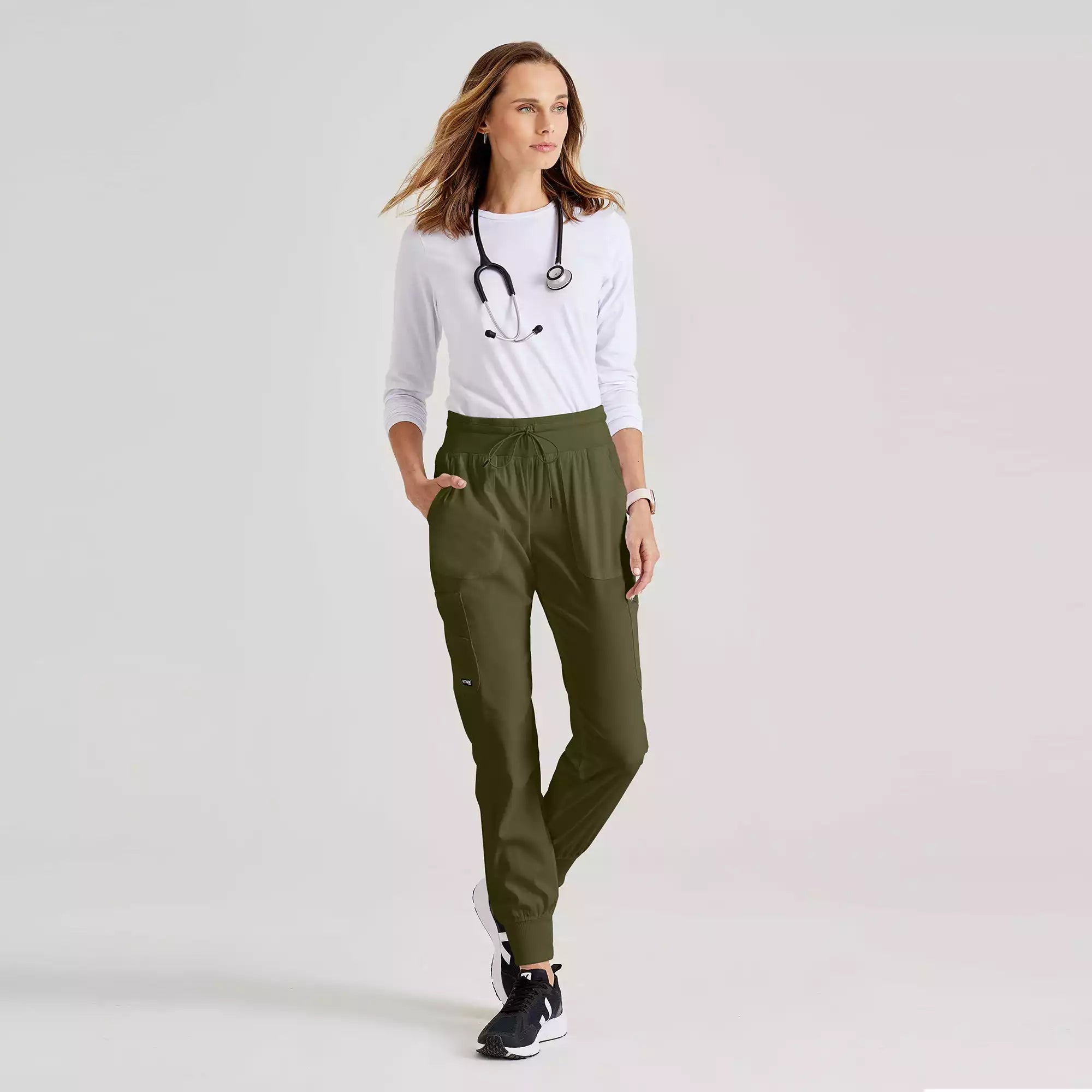 Women's Double Cargo Jogger Scrub Pants with Elastic Waistband | GRSP527