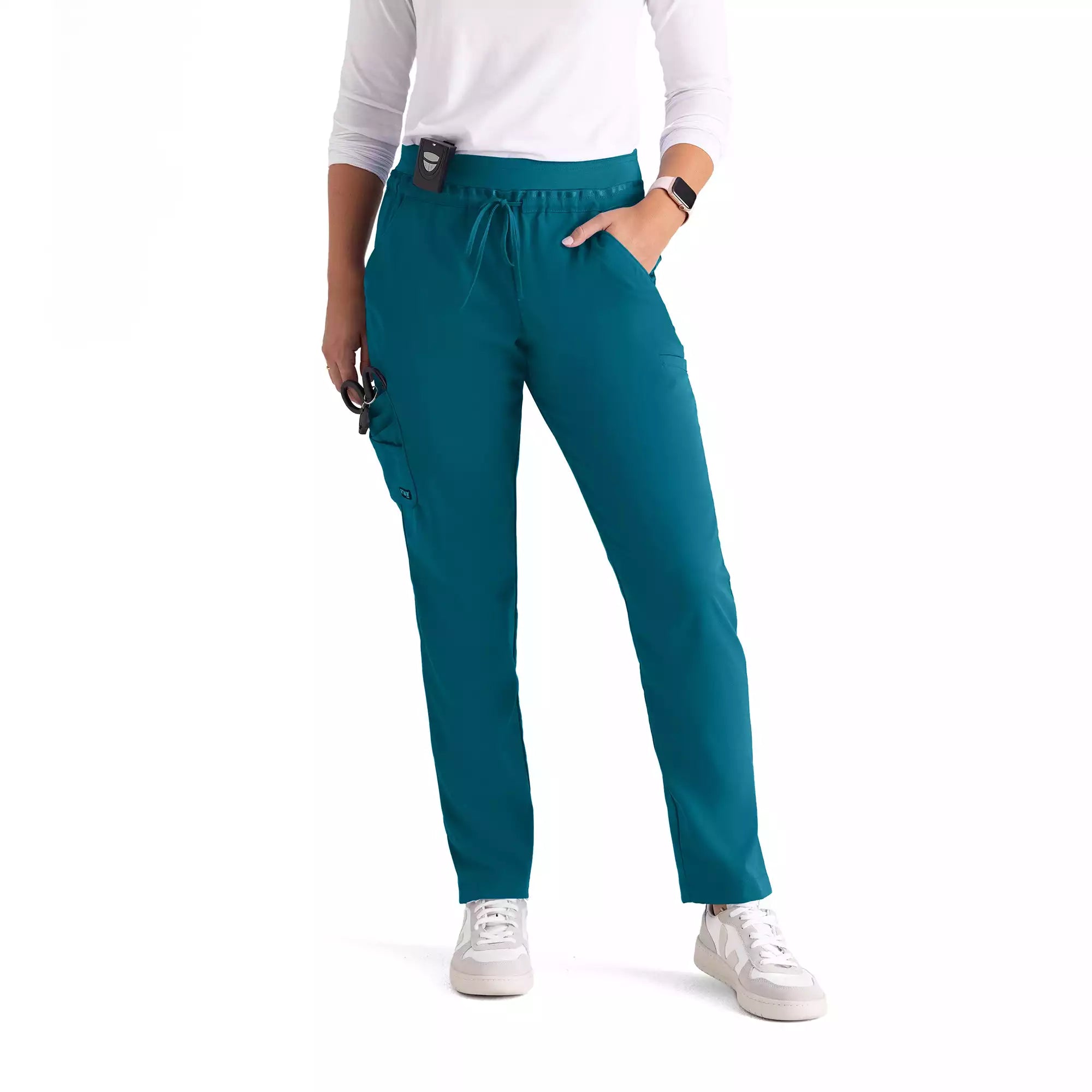 Women's Double Cargo Tapered Scrub Pants with Elastic Waistband | GRSP526