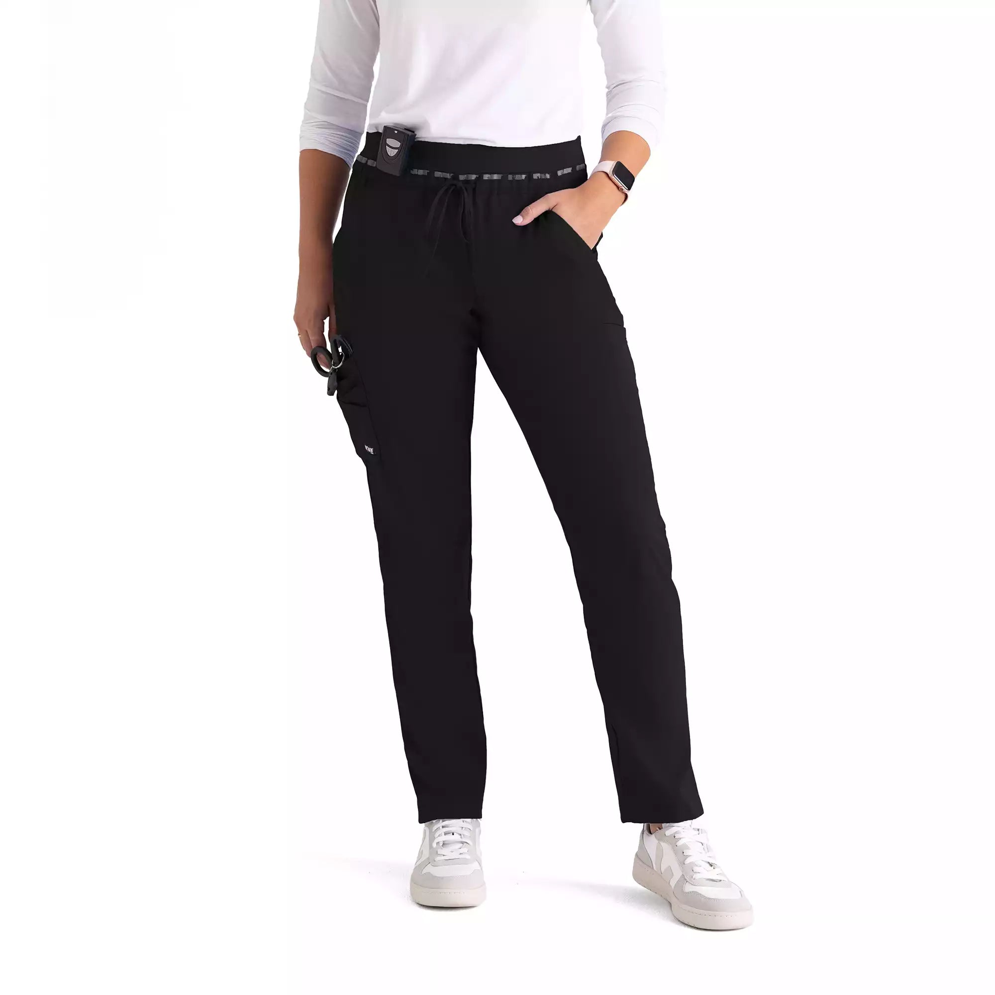 Women's Double Cargo Tapered Scrub Pants with Elastic Waistband | GRSP526