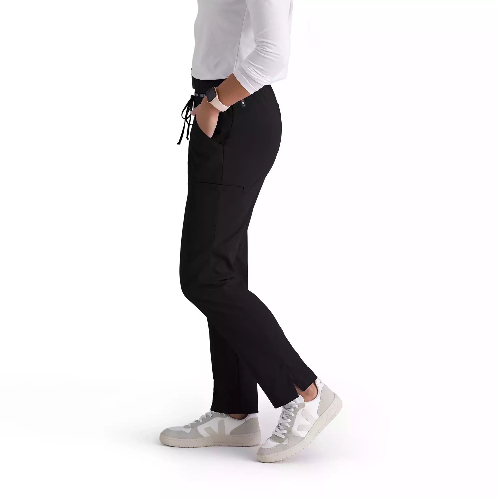 Women's Double Cargo Tapered Scrub Pants with Elastic Waistband | GRSP526