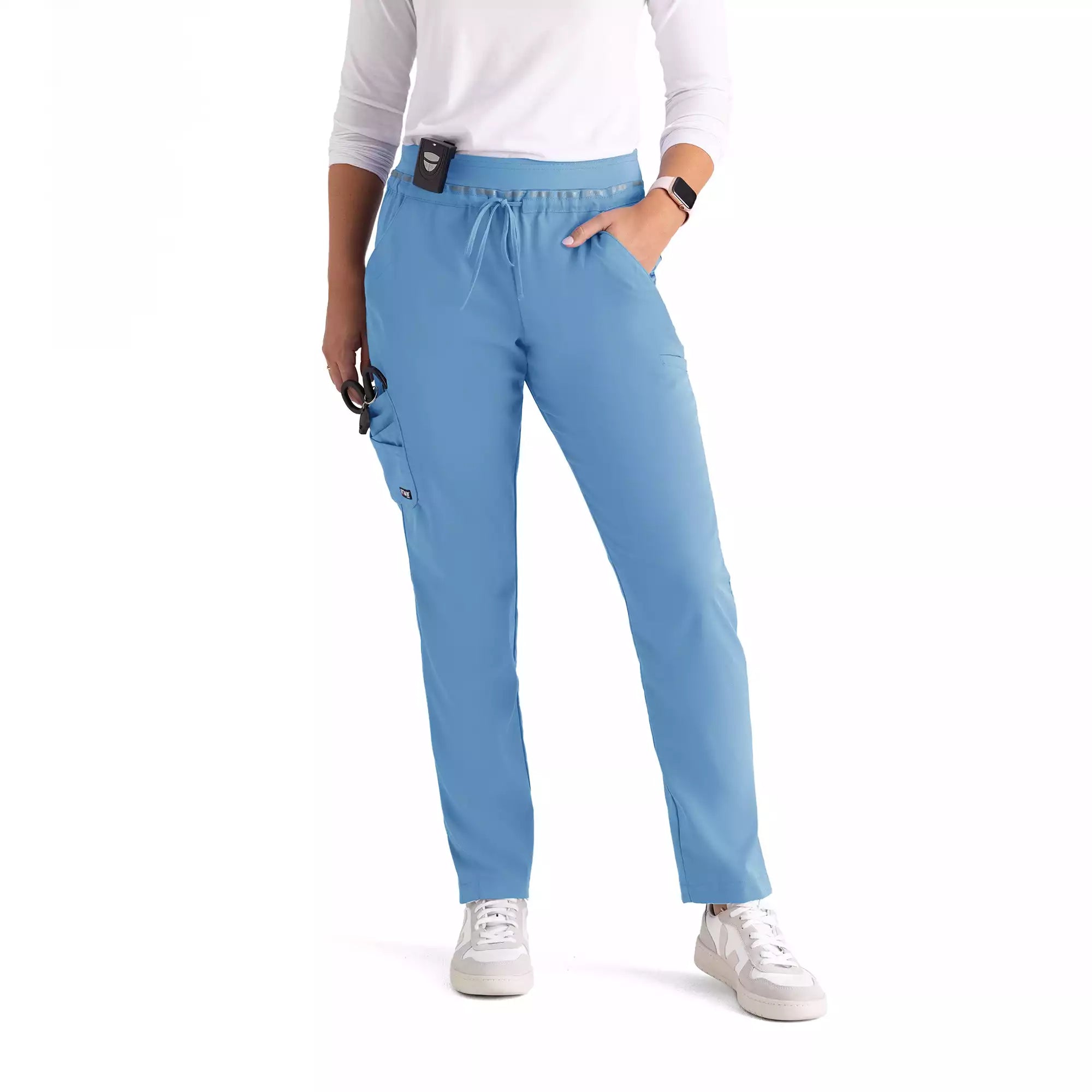Women's Double Cargo Tapered Scrub Pants with Elastic Waistband | GRSP526