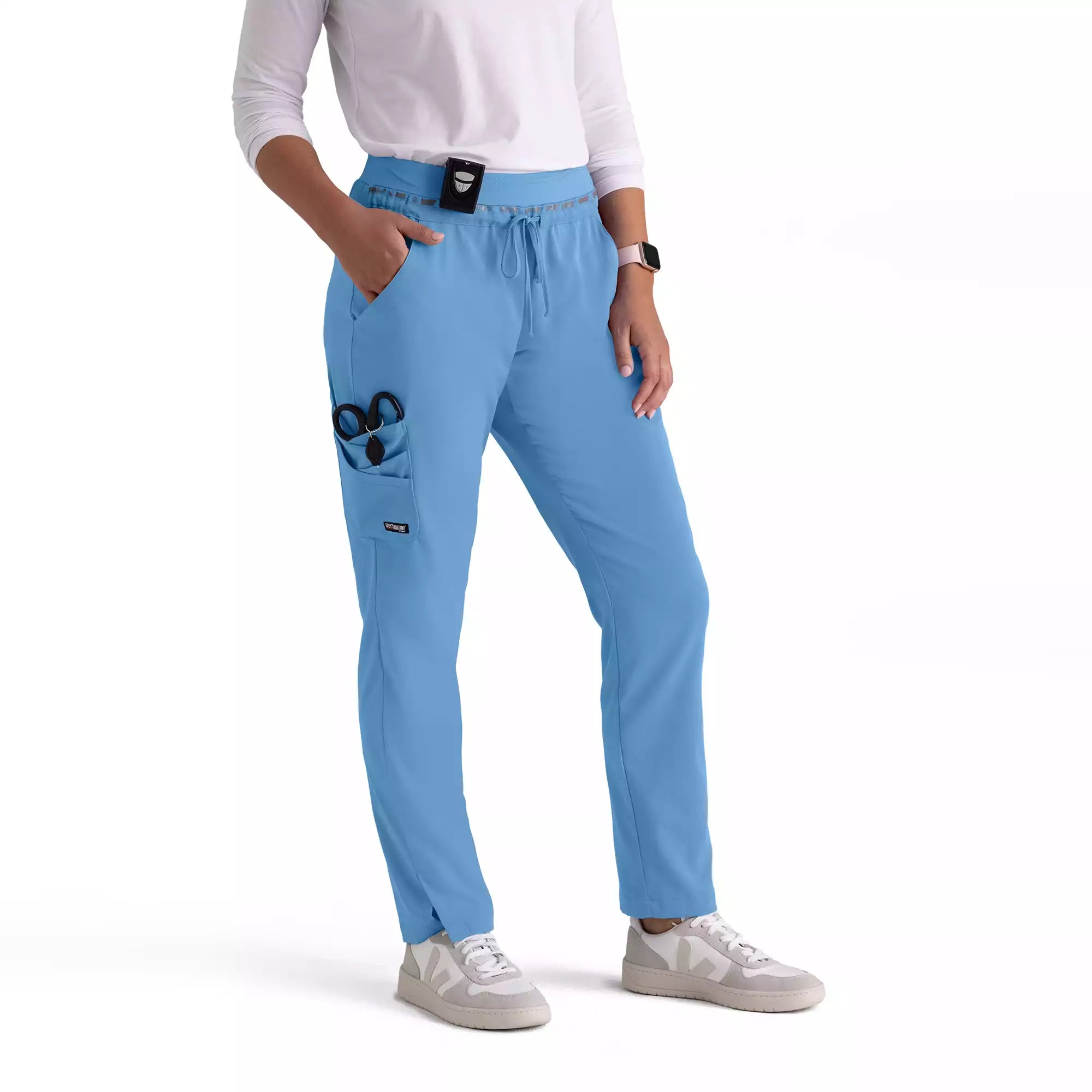 Women's Double Cargo Tapered Scrub Pants with Elastic Waistband | GRSP526