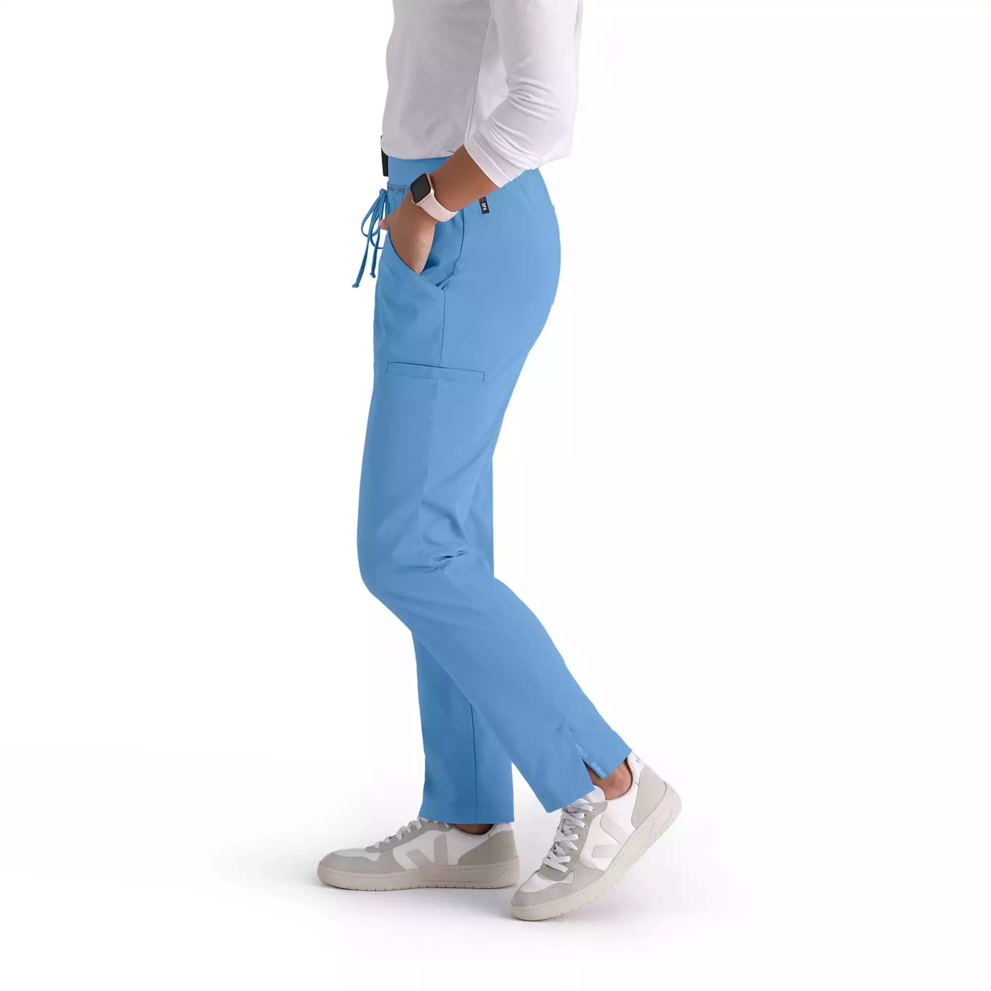 Women's Double Cargo Tapered Scrub Pants with Elastic Waistband | GRSP526