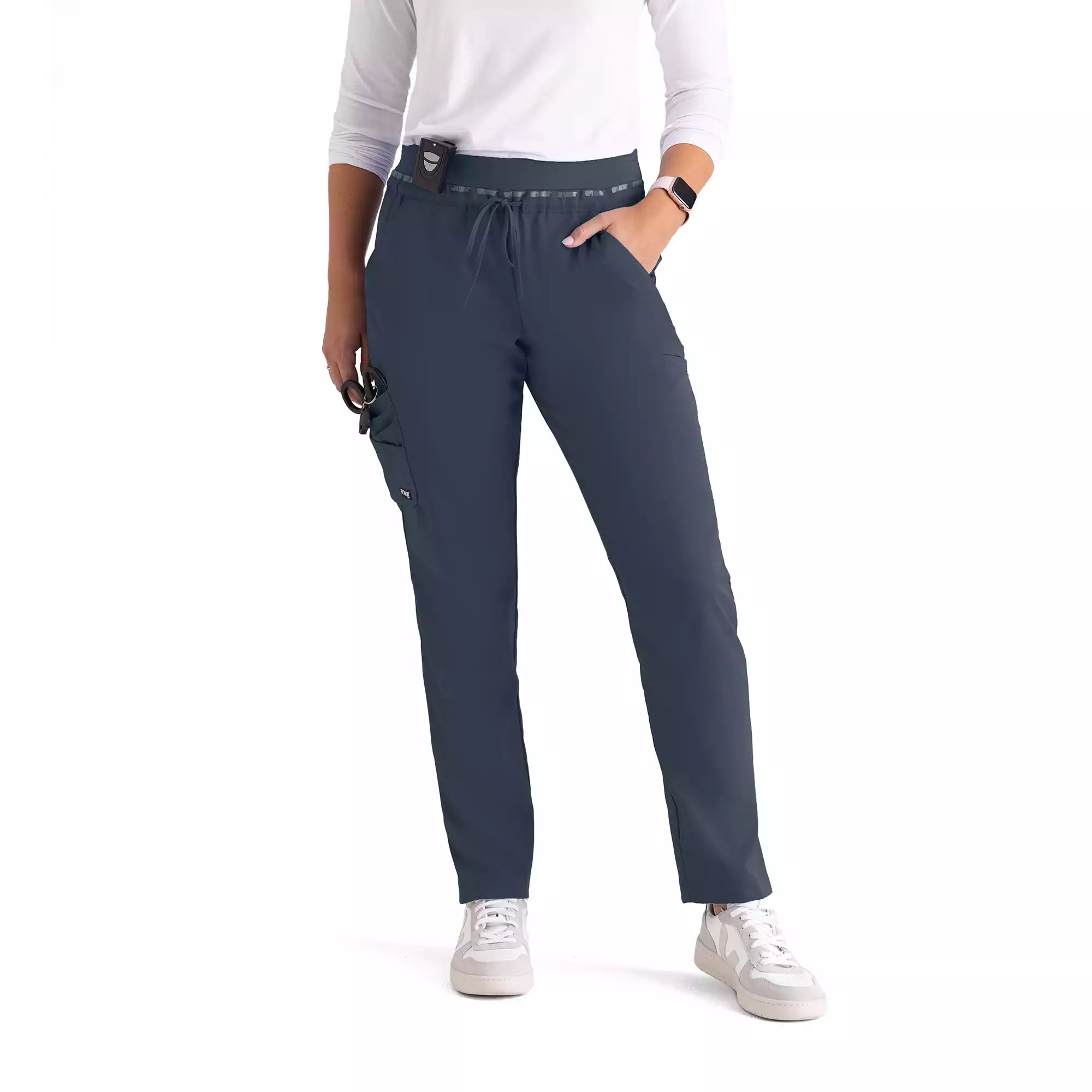 Women's Double Cargo Tapered Scrub Pants with Elastic Waistband | GRSP526