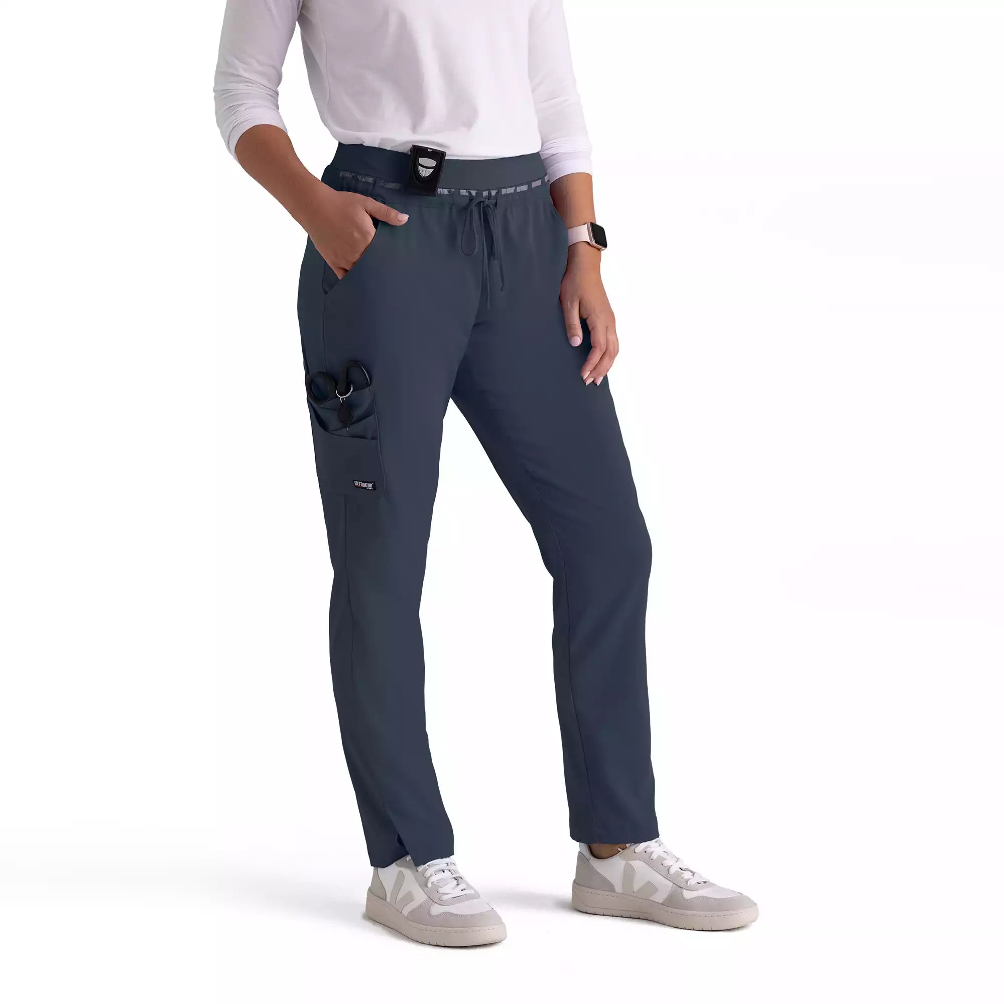 Women's Double Cargo Tapered Scrub Pants with Elastic Waistband | GRSP526