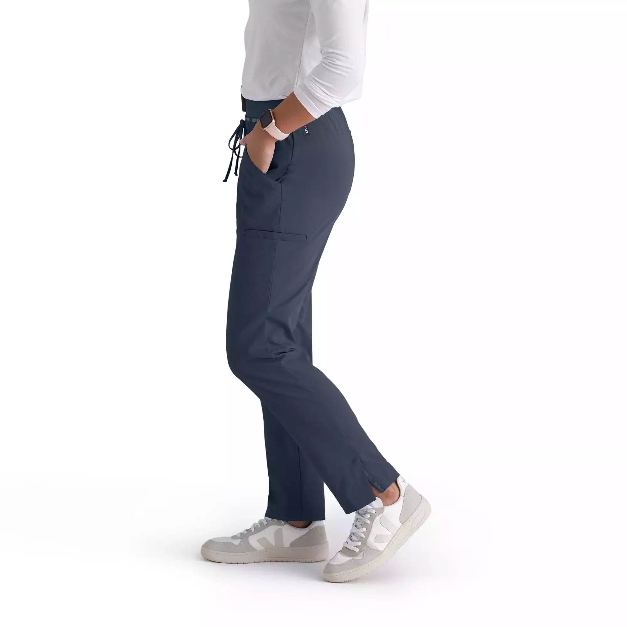 Women's Double Cargo Tapered Scrub Pants with Elastic Waistband | GRSP526