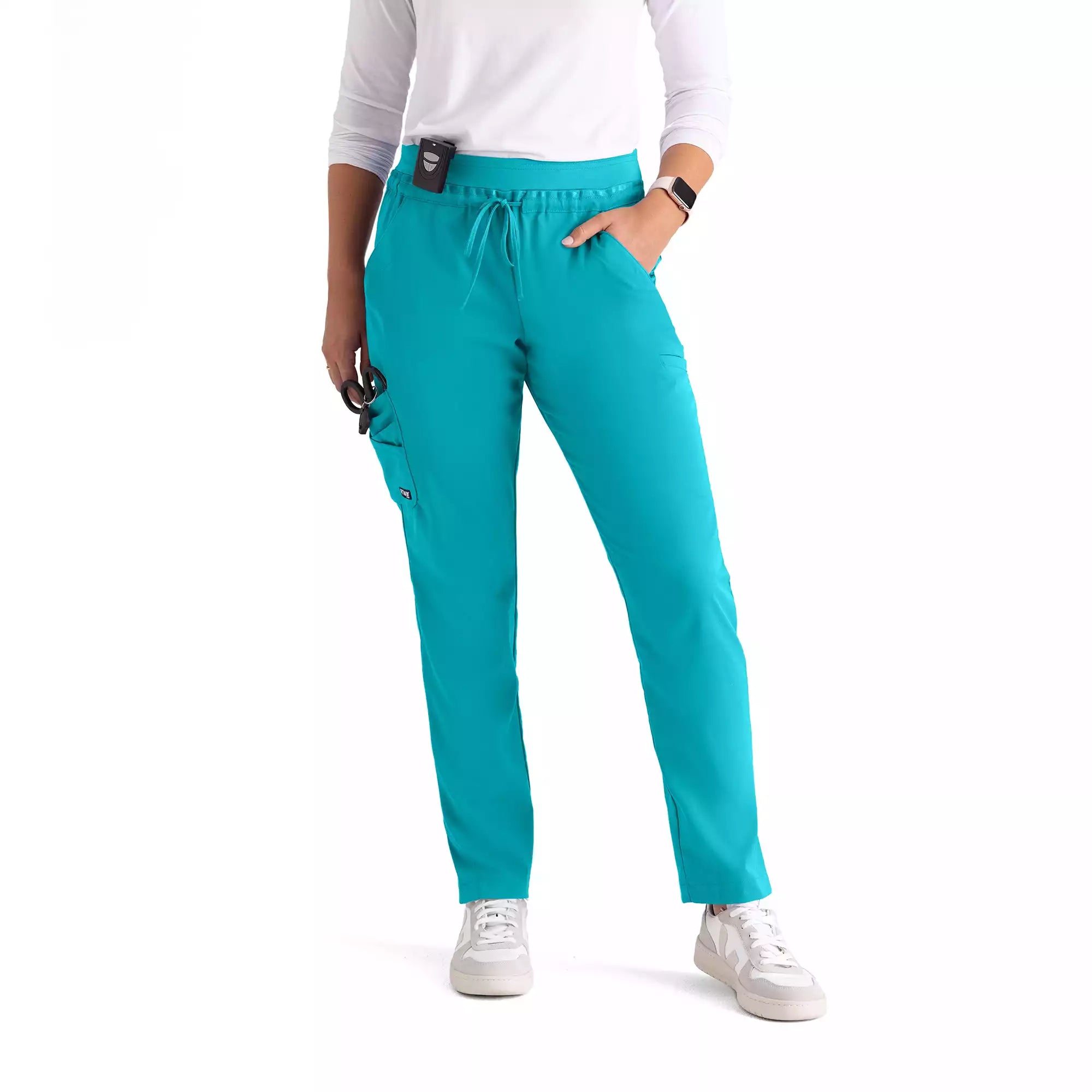 Women's Double Cargo Tapered Scrub Pants with Elastic Waistband | GRSP526