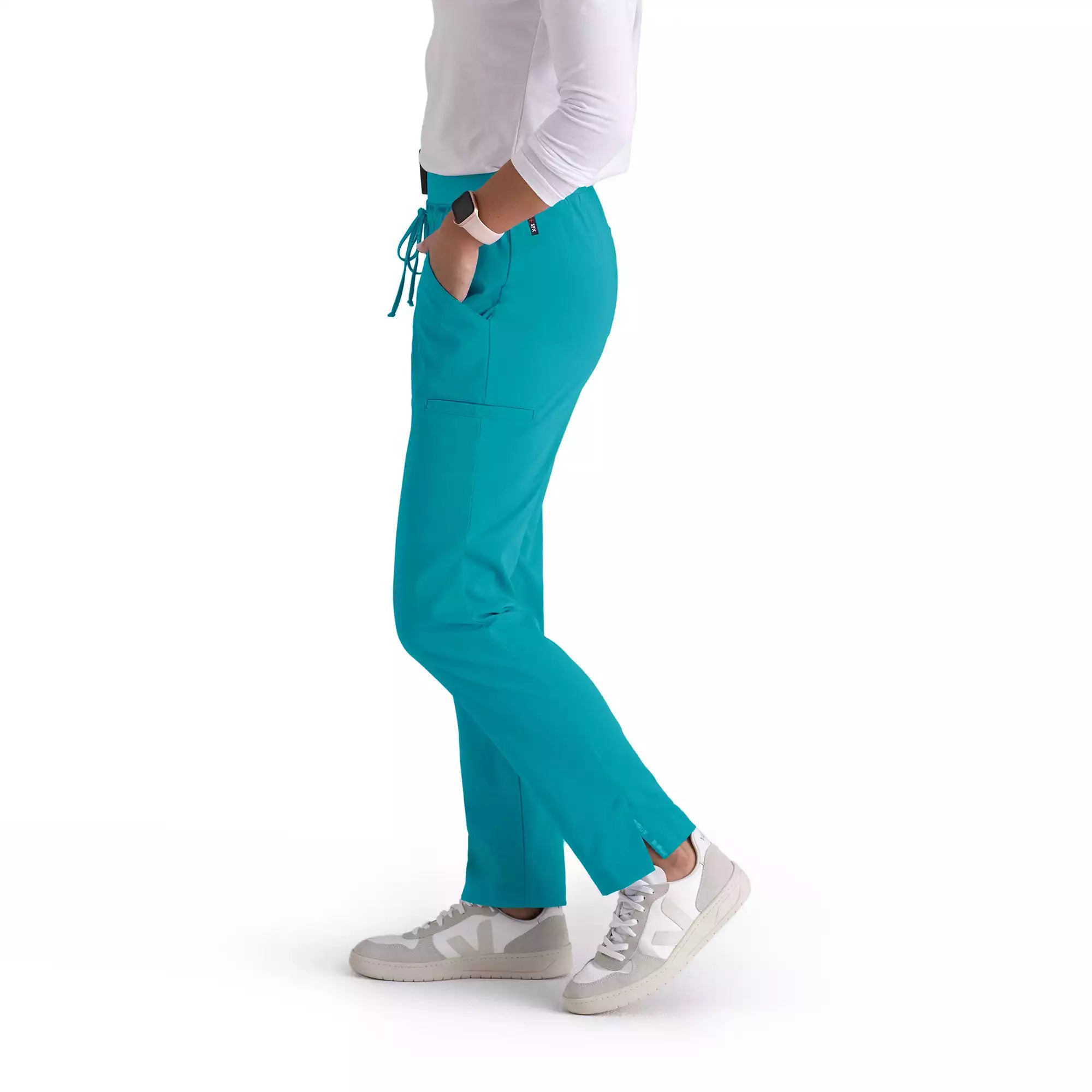 Women's Double Cargo Tapered Scrub Pants with Elastic Waistband | GRSP526