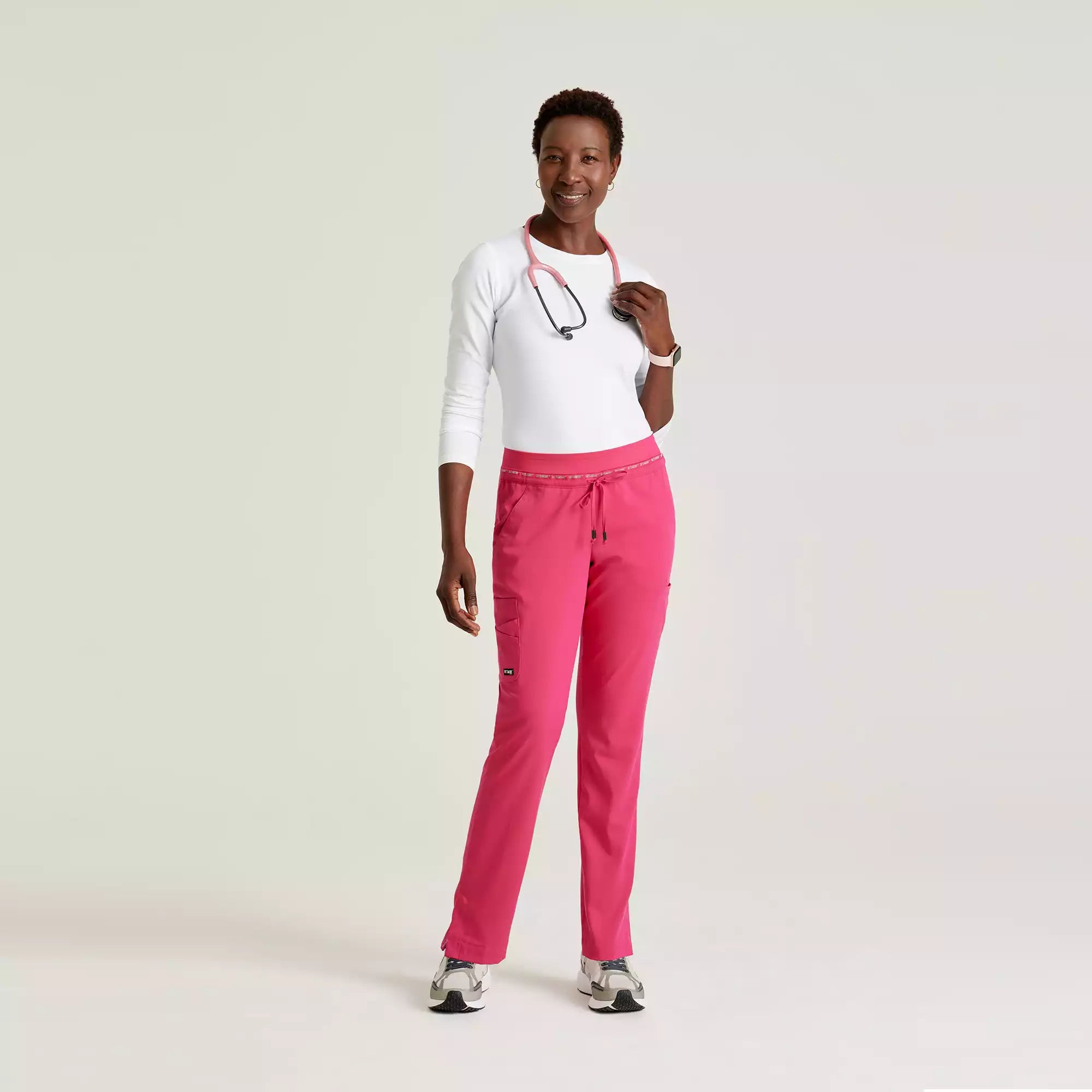 Women's Double Cargo Tapered Scrub Pants with Elastic Waistband | GRSP526