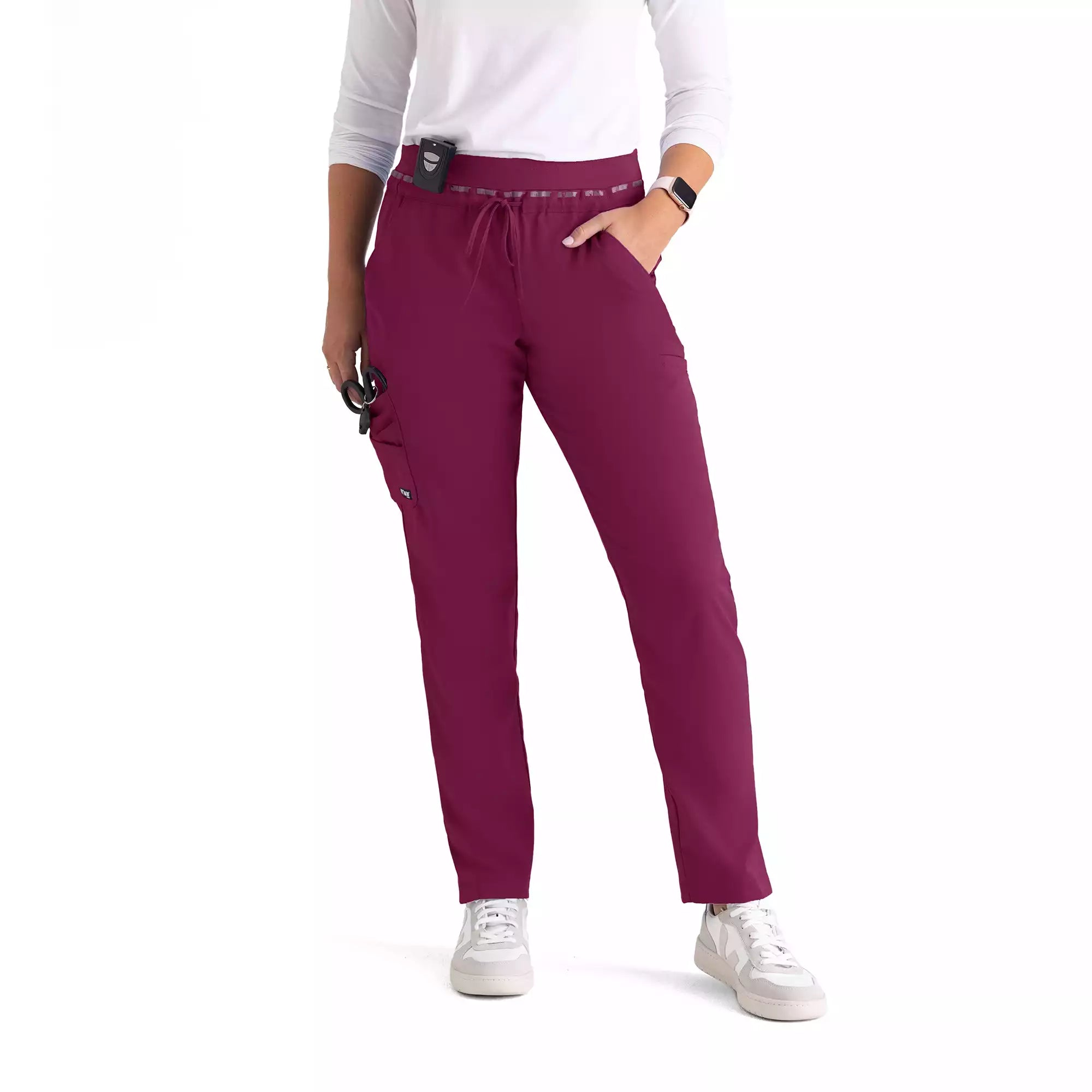 Women's Double Cargo Tapered Scrub Pants with Elastic Waistband | GRSP526