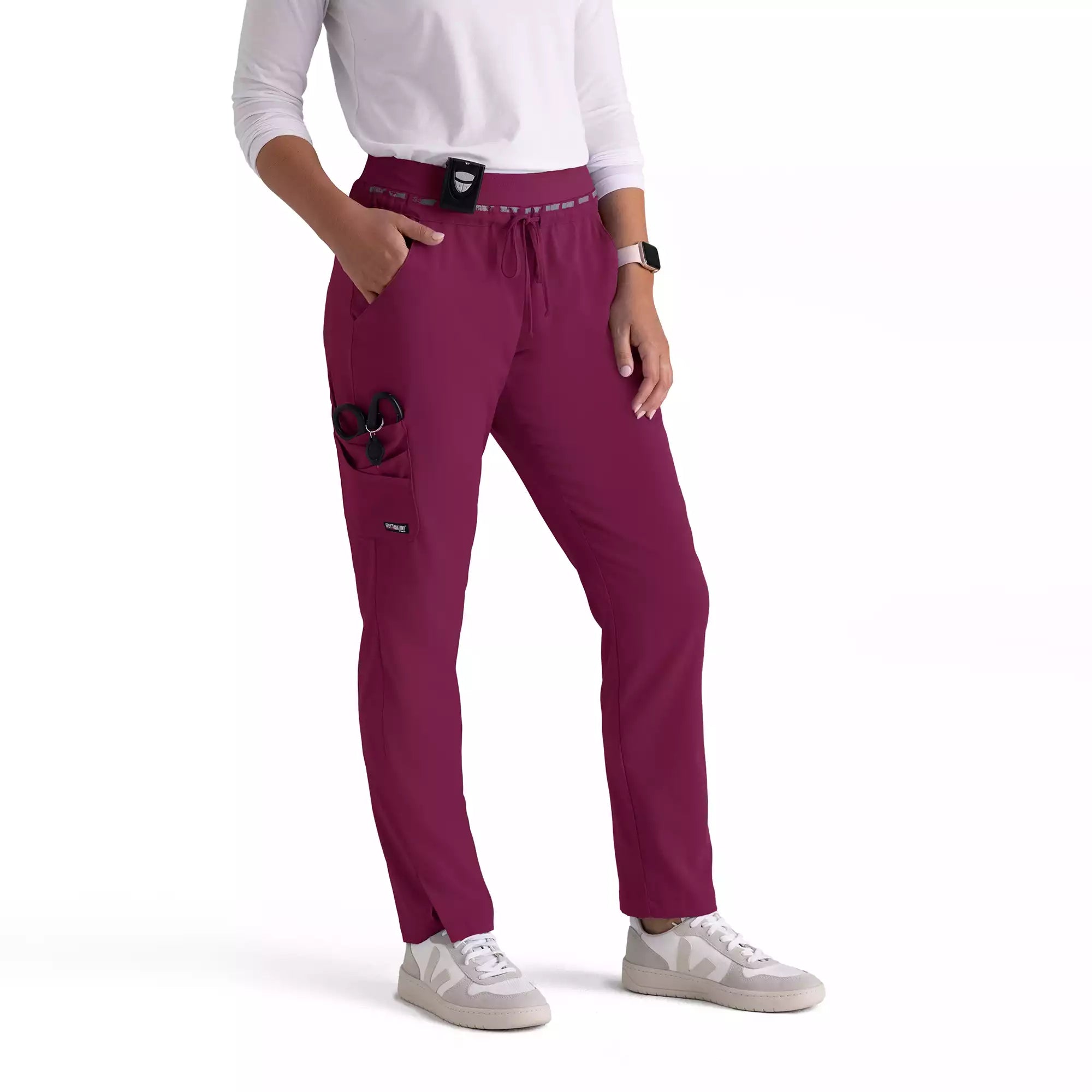 Women's Double Cargo Tapered Scrub Pants with Elastic Waistband | GRSP526