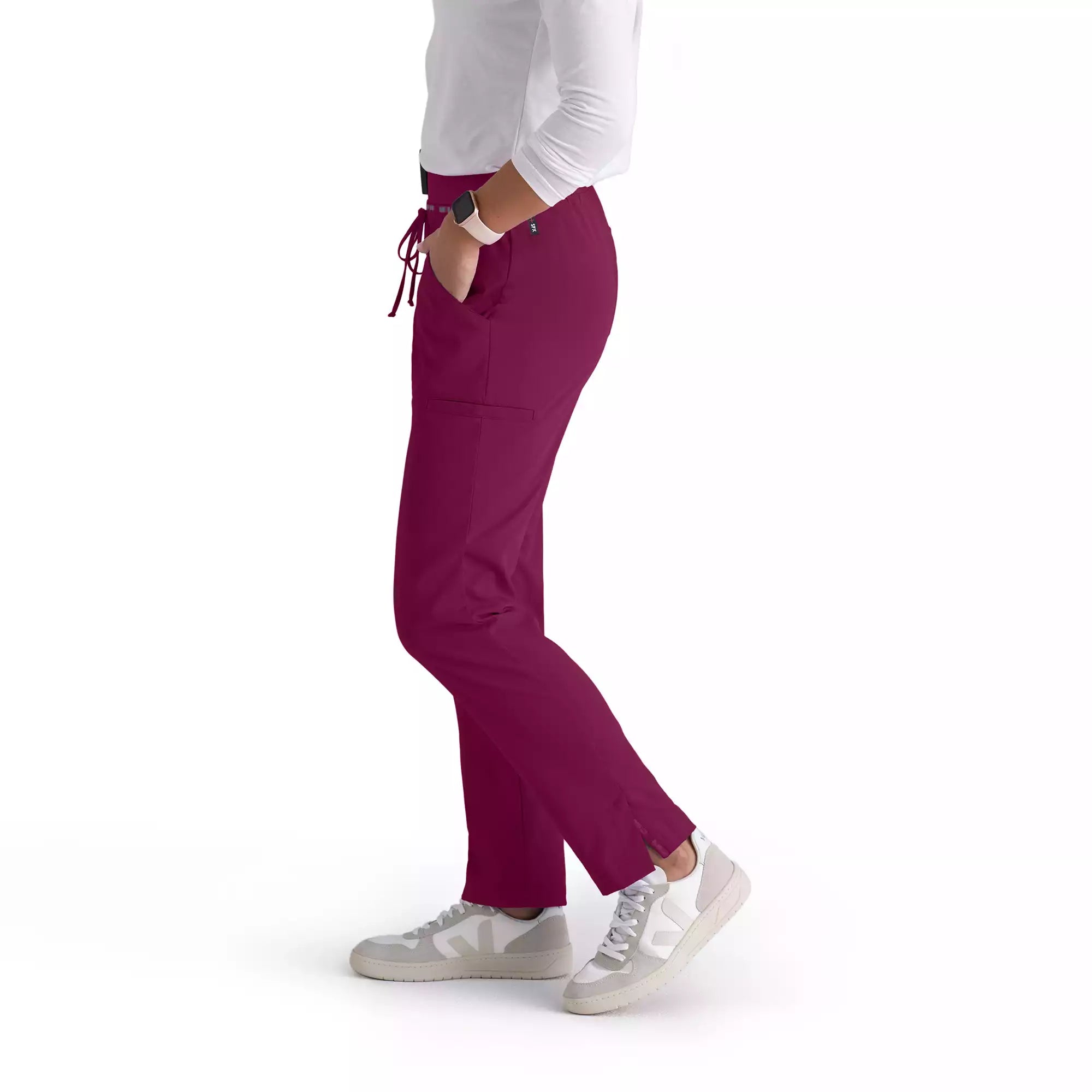 Women's Double Cargo Tapered Scrub Pants with Elastic Waistband | GRSP526