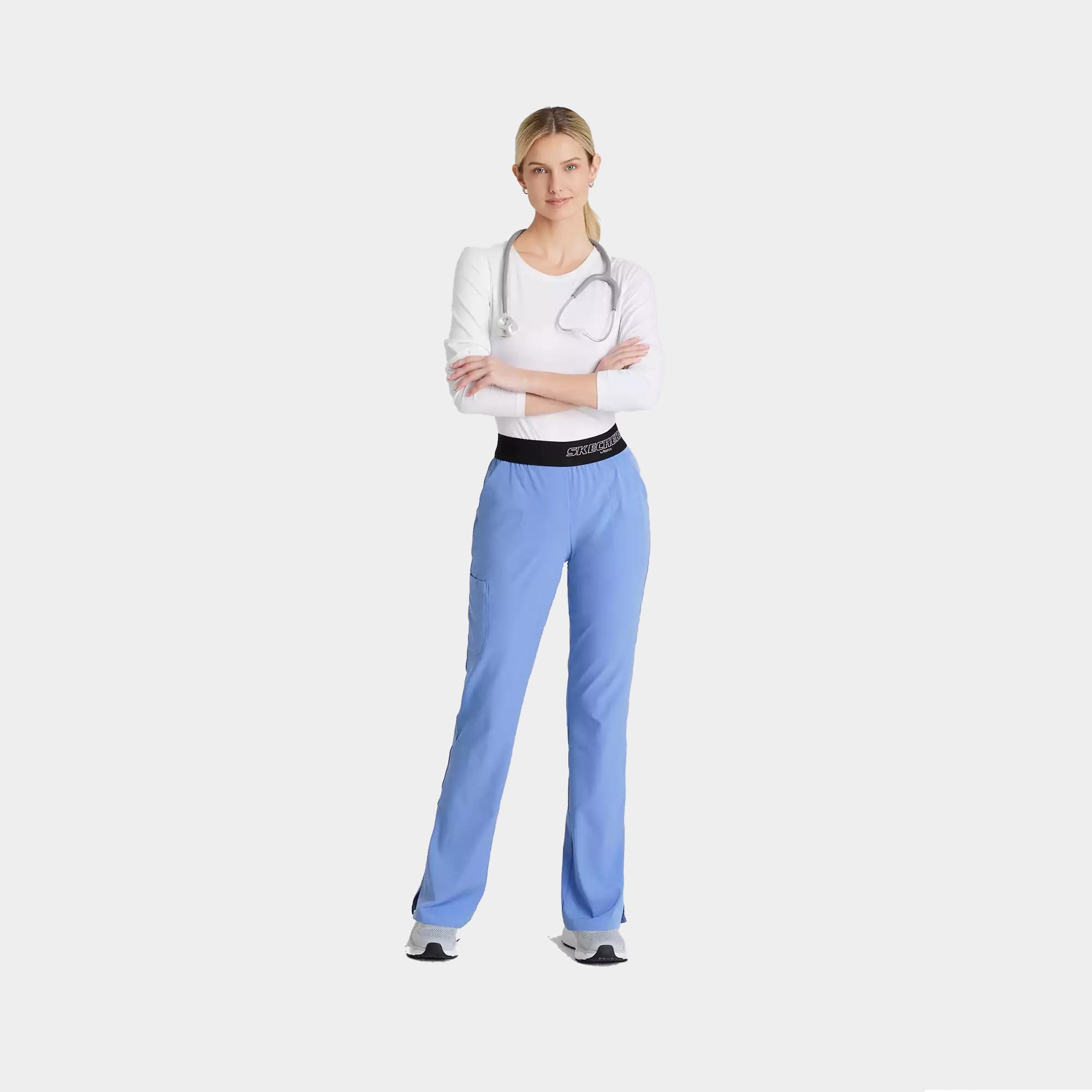 Women's Elastic Waist Cargo Scrub Pants | SK202