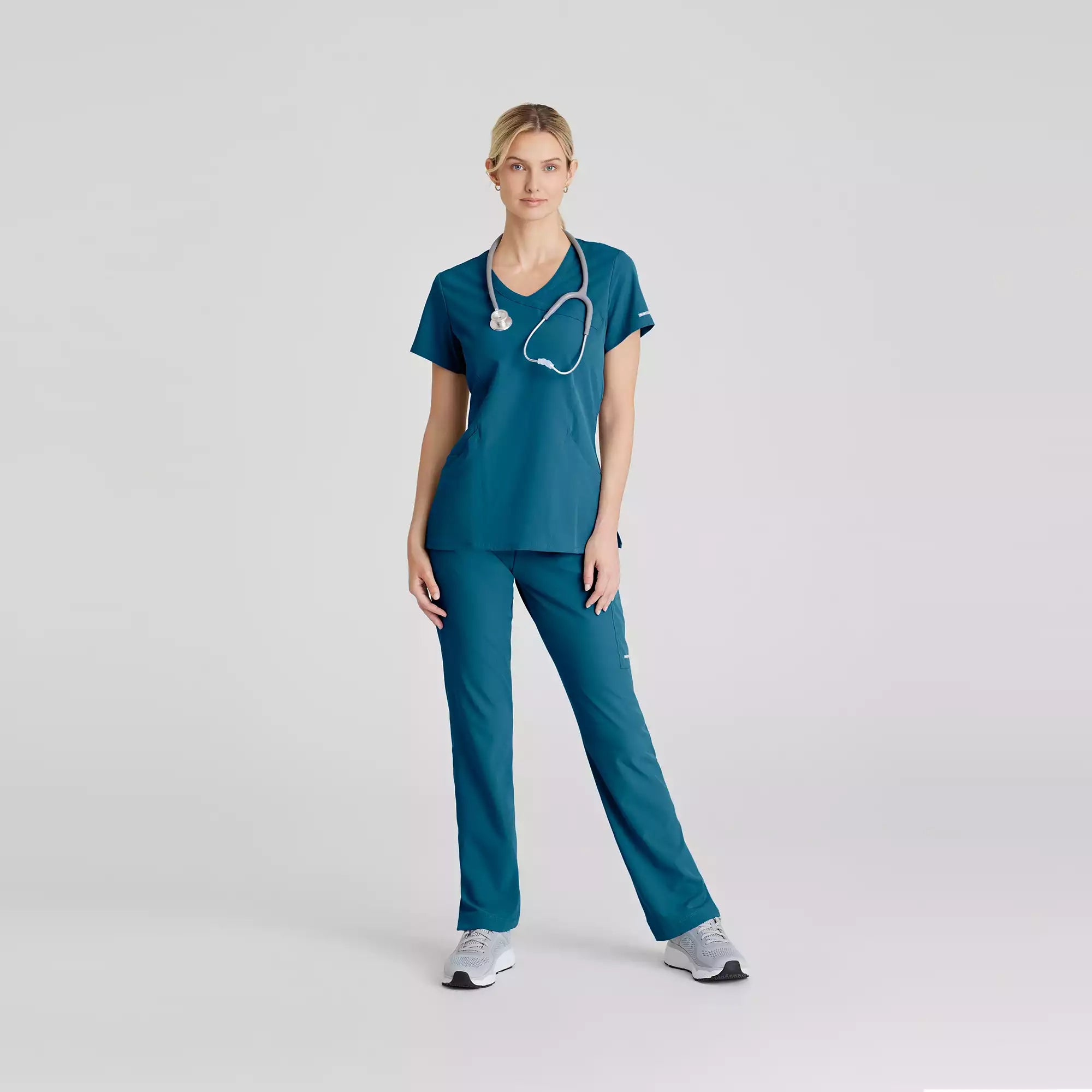 Women's Mock-Wrap V-Neck Scrub Top | SK102
