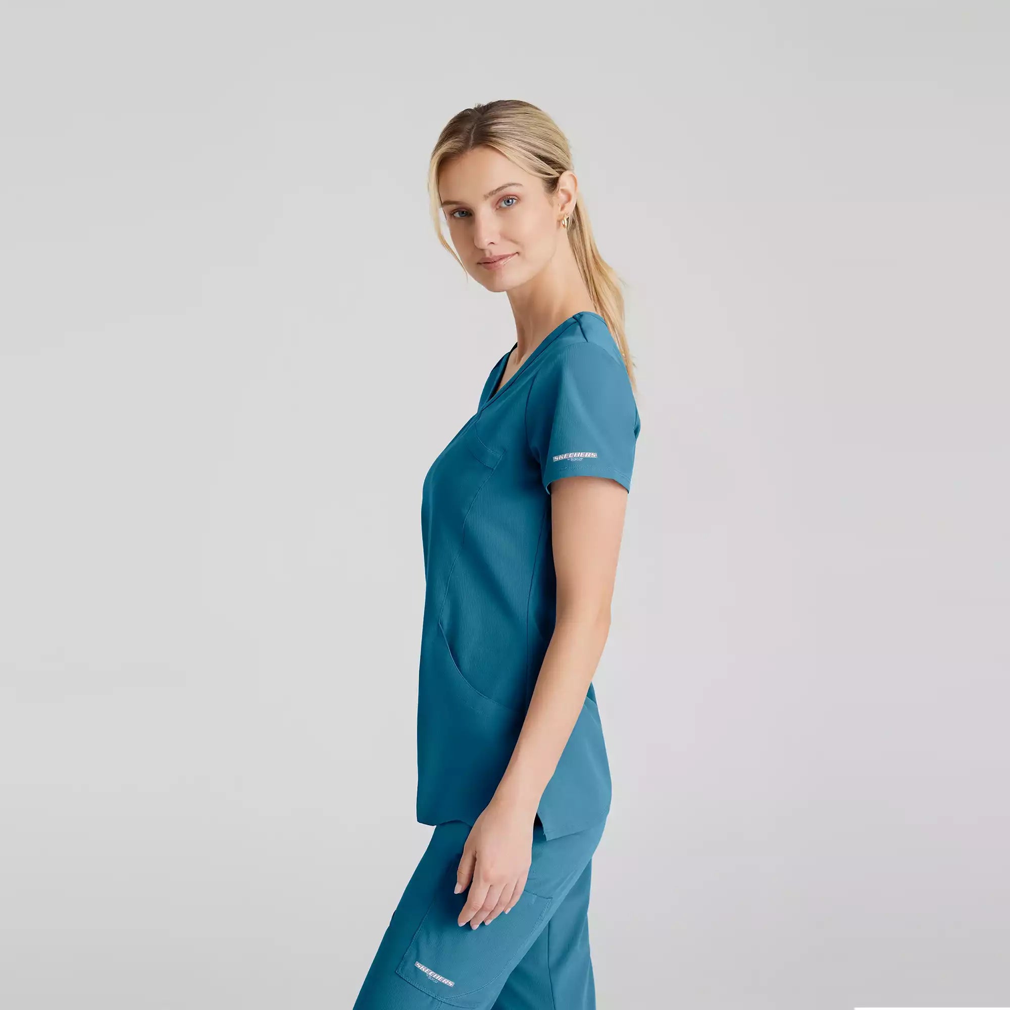 Women's Mock-Wrap V-Neck Scrub Top | SK102