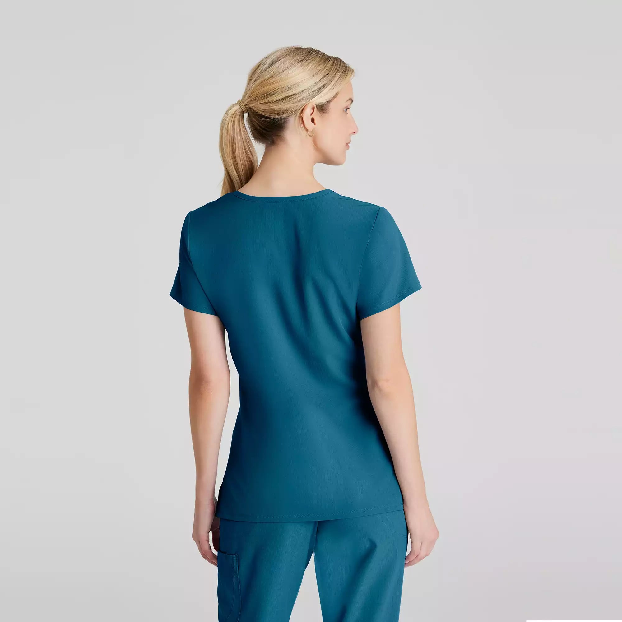 Women's Mock-Wrap V-Neck Scrub Top | SK102