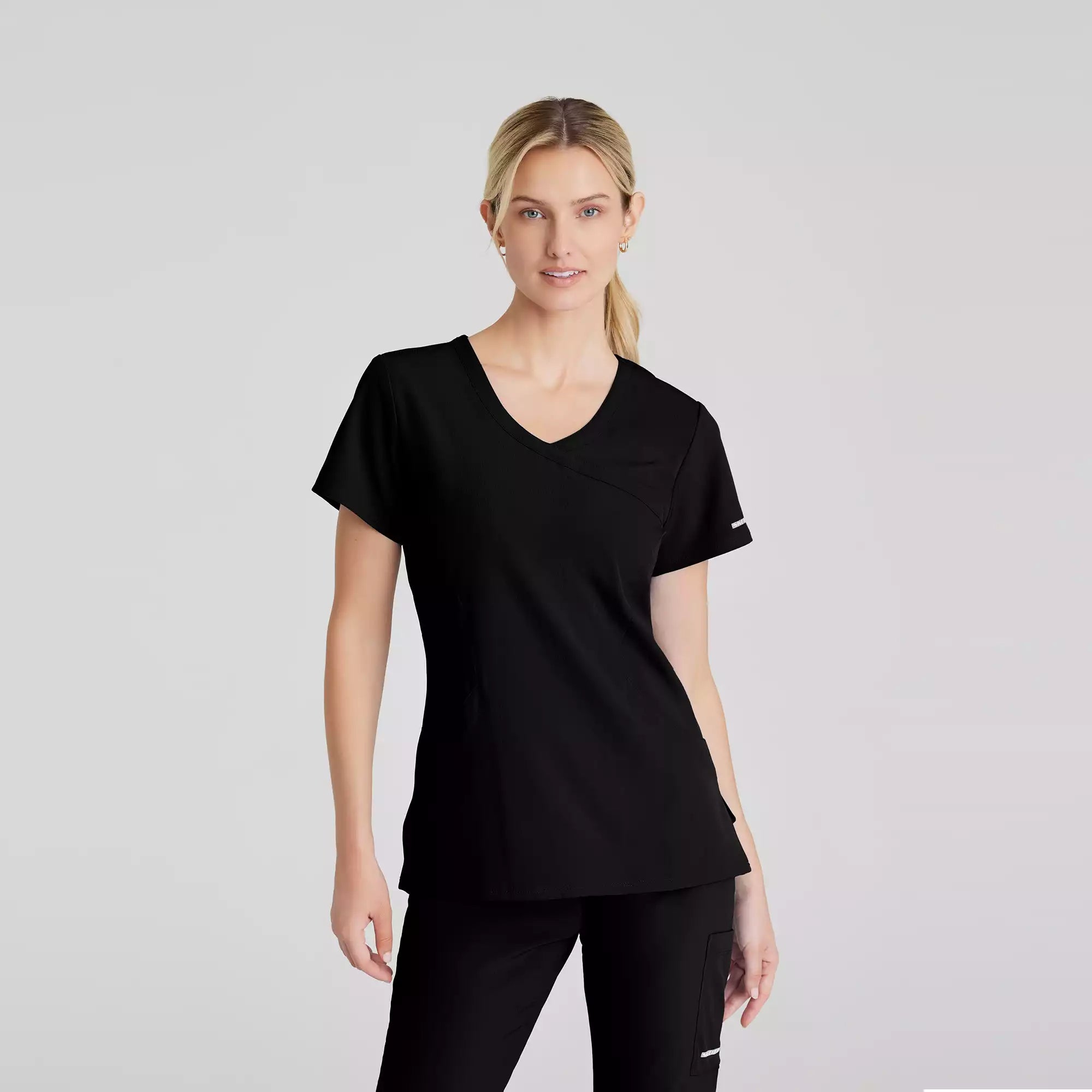 Women's Mock-Wrap V-Neck Scrub Top | SK102