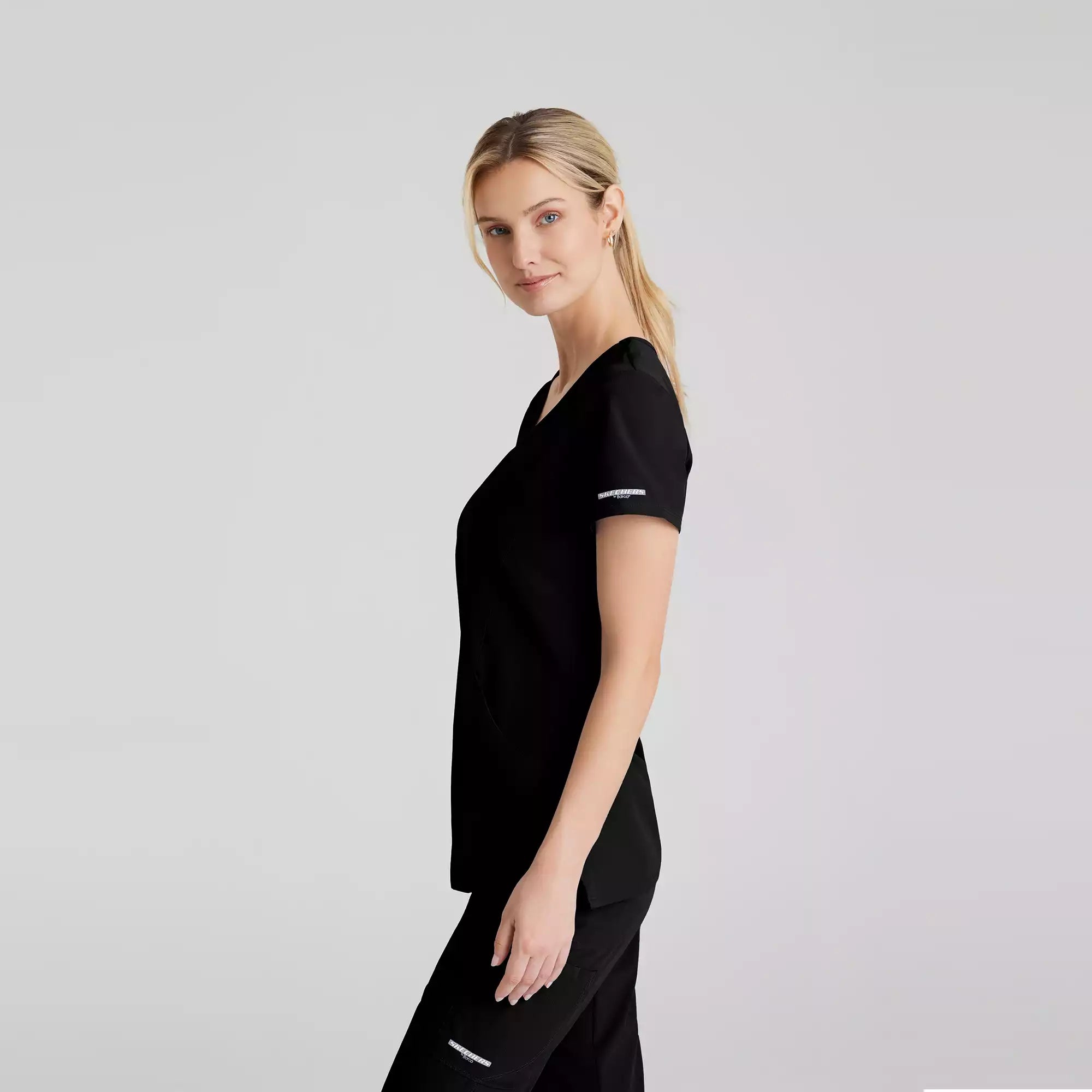 Women's Mock-Wrap V-Neck Scrub Top | SK102