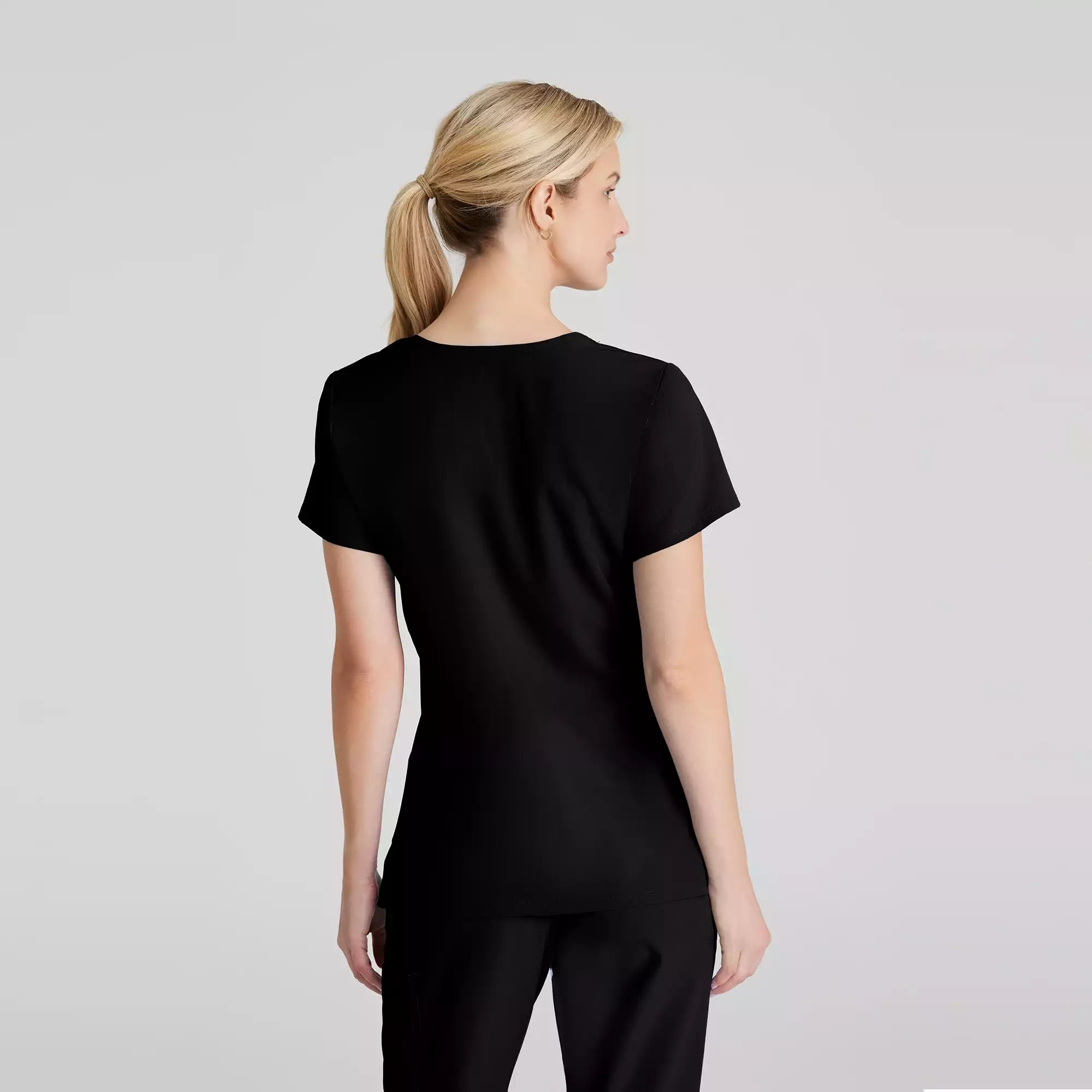 Women's Mock-Wrap V-Neck Scrub Top | SK102