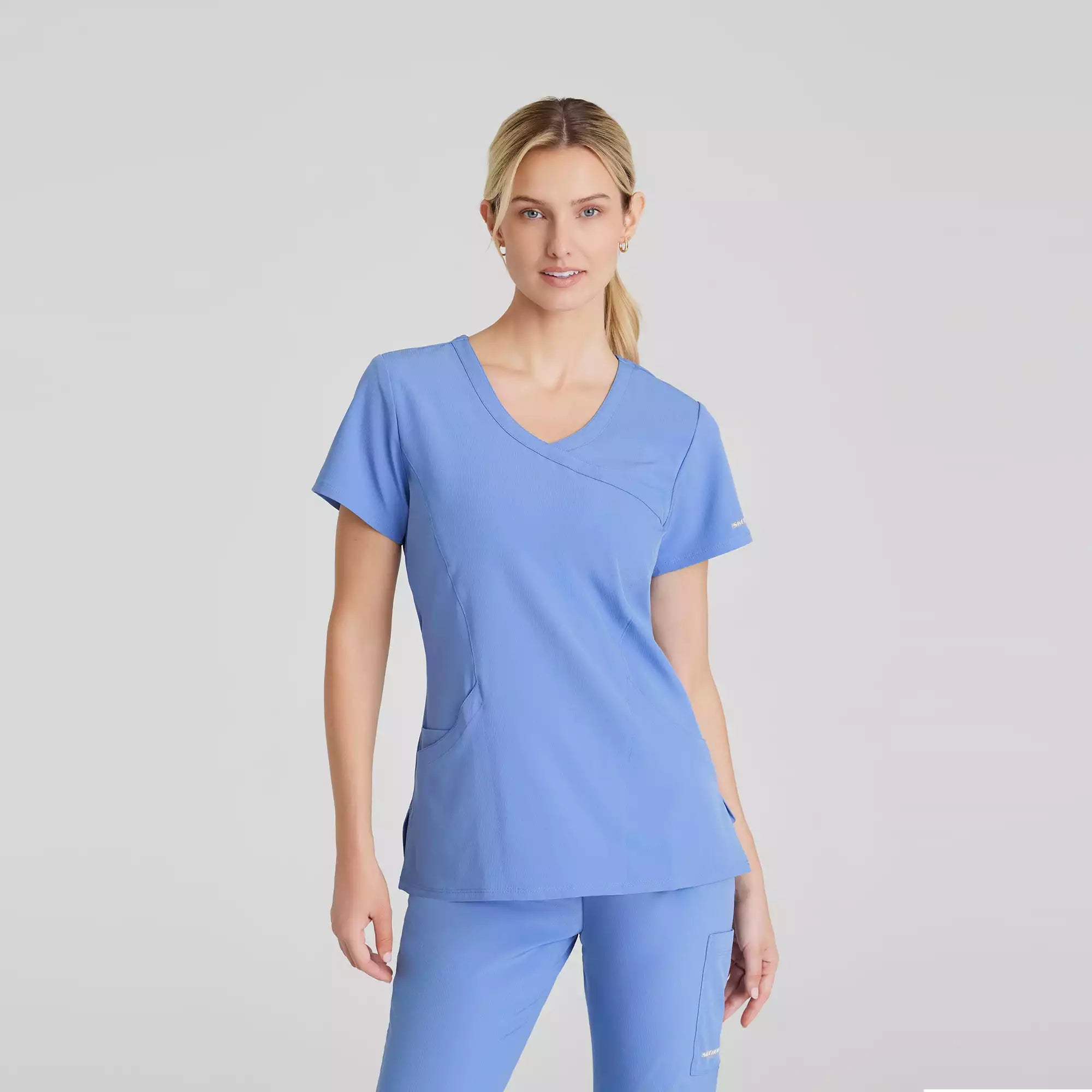 Women's Mock-Wrap V-Neck Scrub Top | SK102