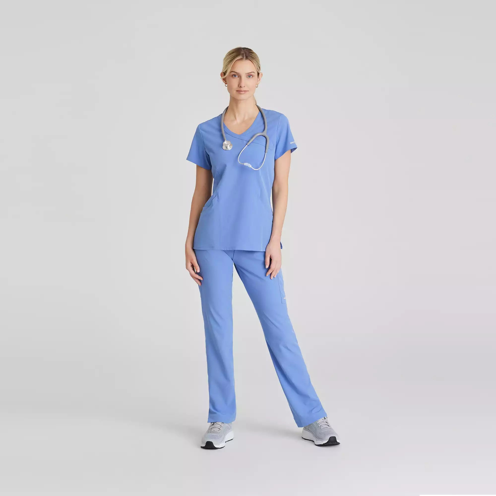Women's Mock-Wrap V-Neck Scrub Top | SK102