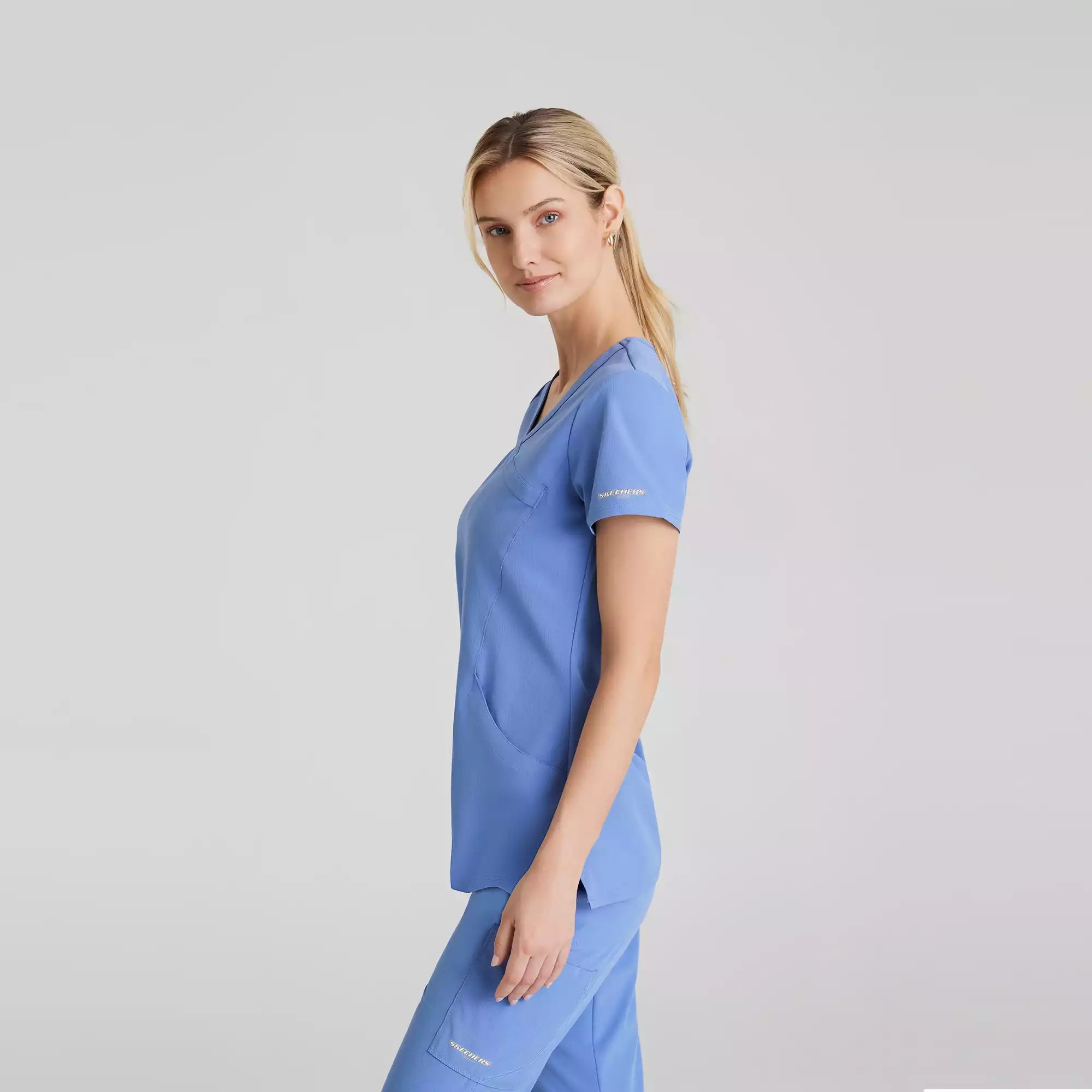 Women's Mock-Wrap V-Neck Scrub Top | SK102