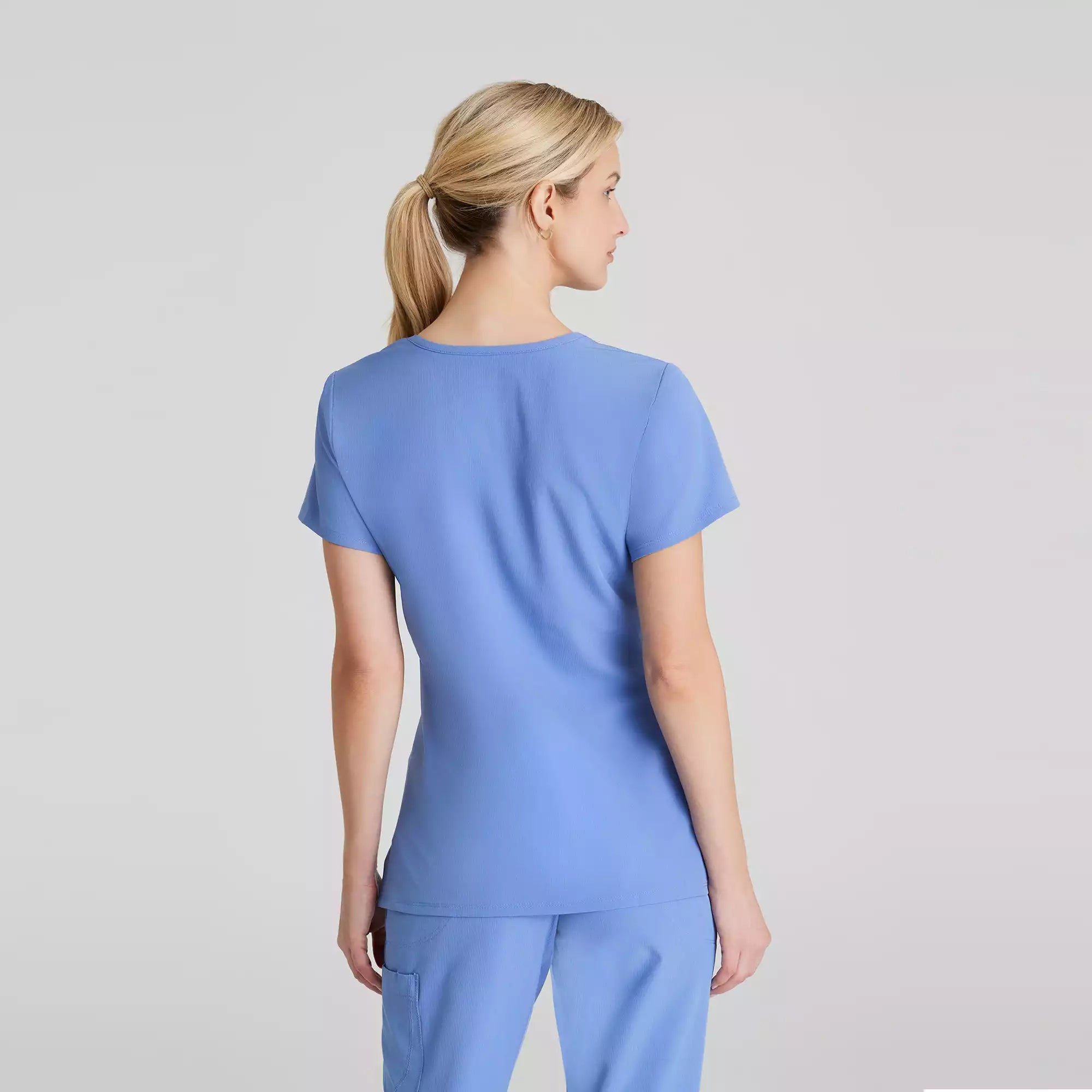 Women's Mock-Wrap V-Neck Scrub Top | SK102