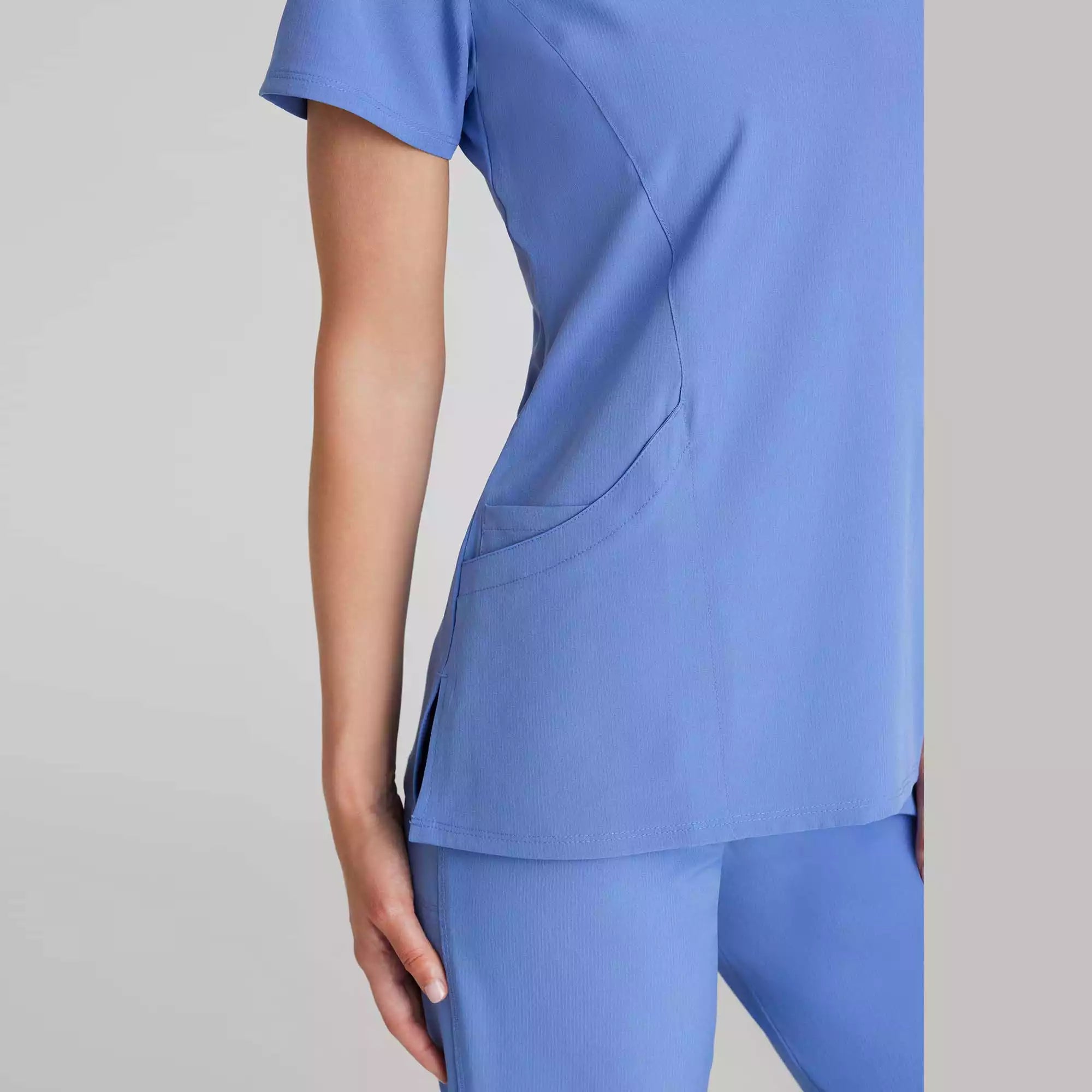 Women's Mock-Wrap V-Neck Scrub Top | SK102