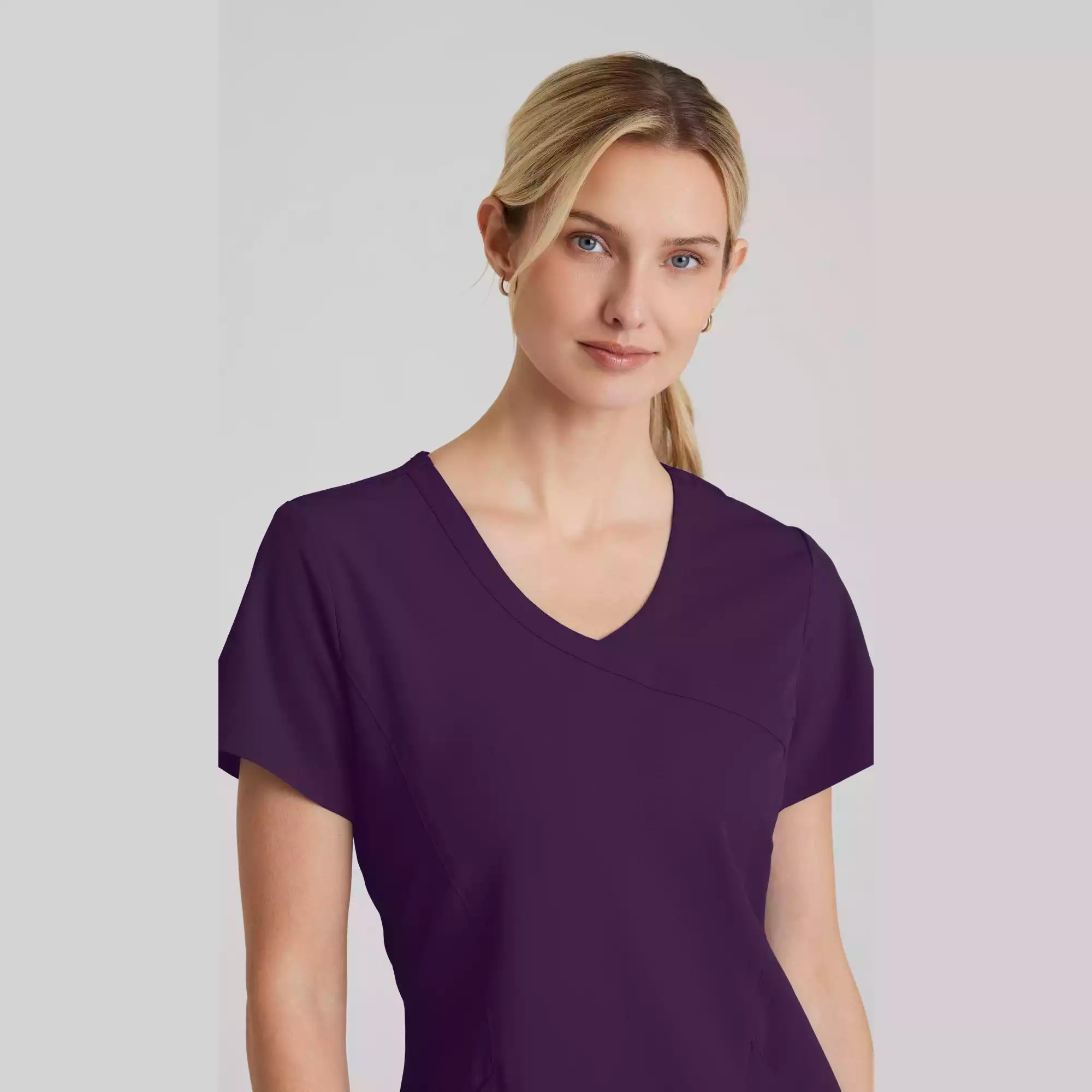 Women's Mock-Wrap V-Neck Scrub Top | SK102