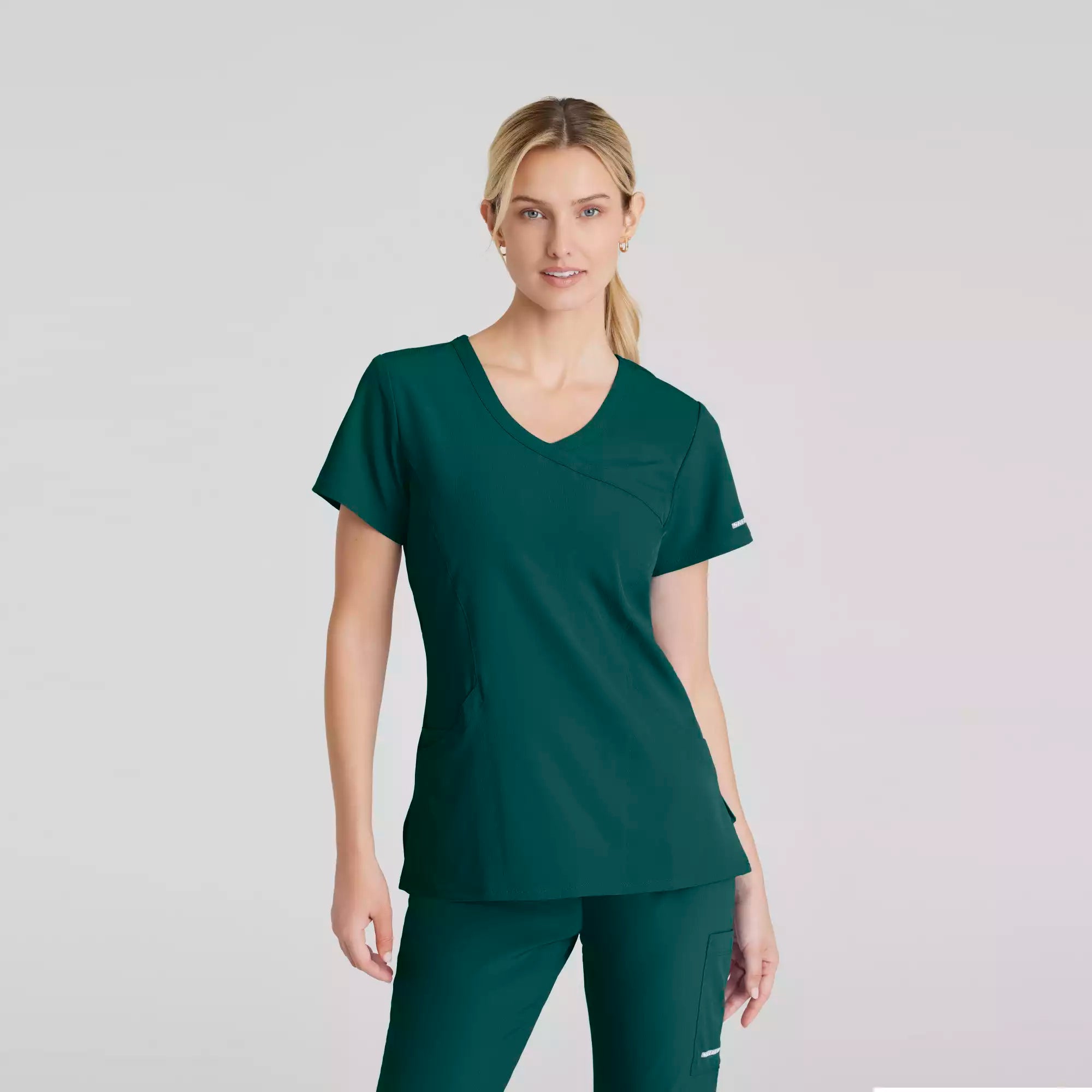 Women's Mock-Wrap V-Neck Scrub Top | SK102
