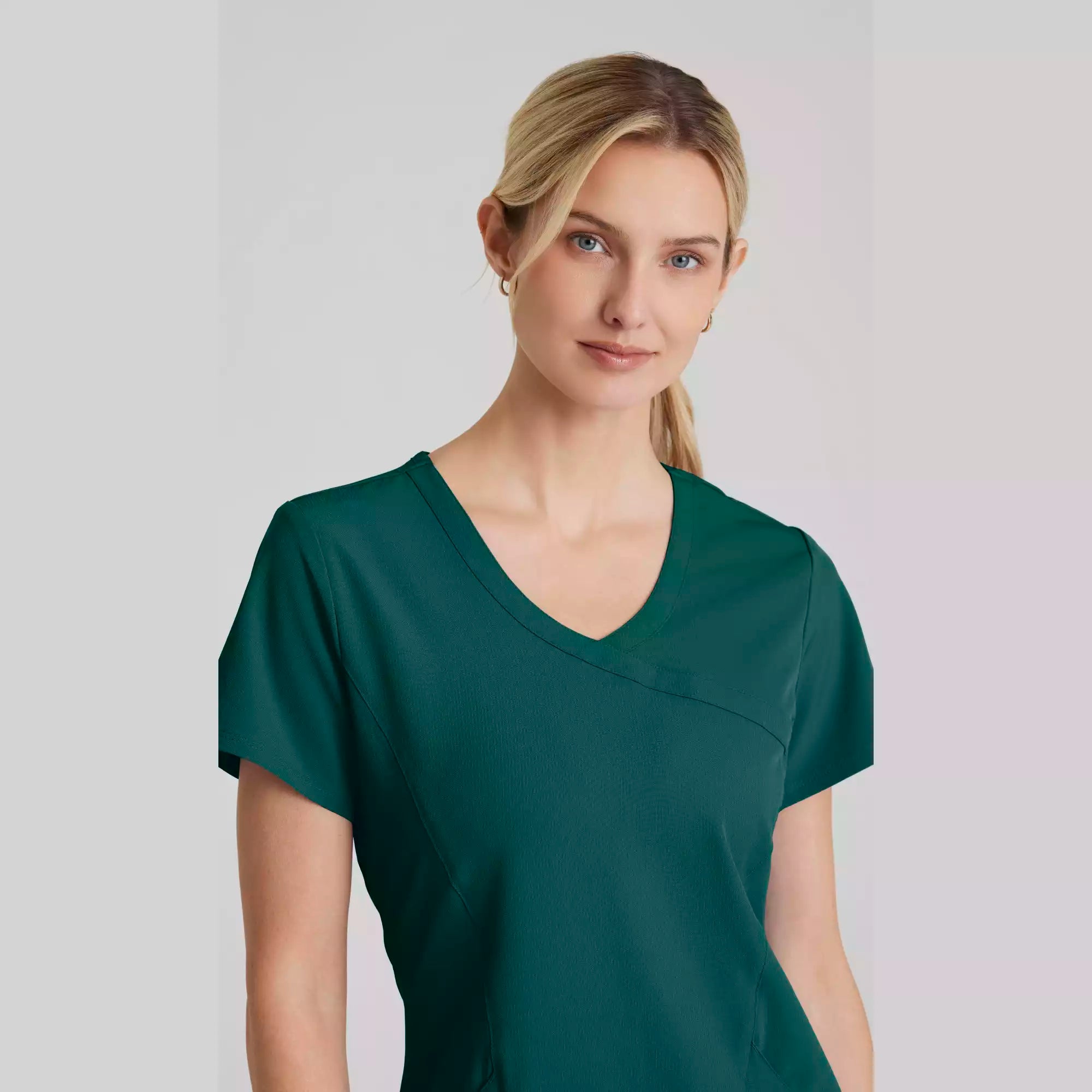 Women's Mock-Wrap V-Neck Scrub Top | SK102