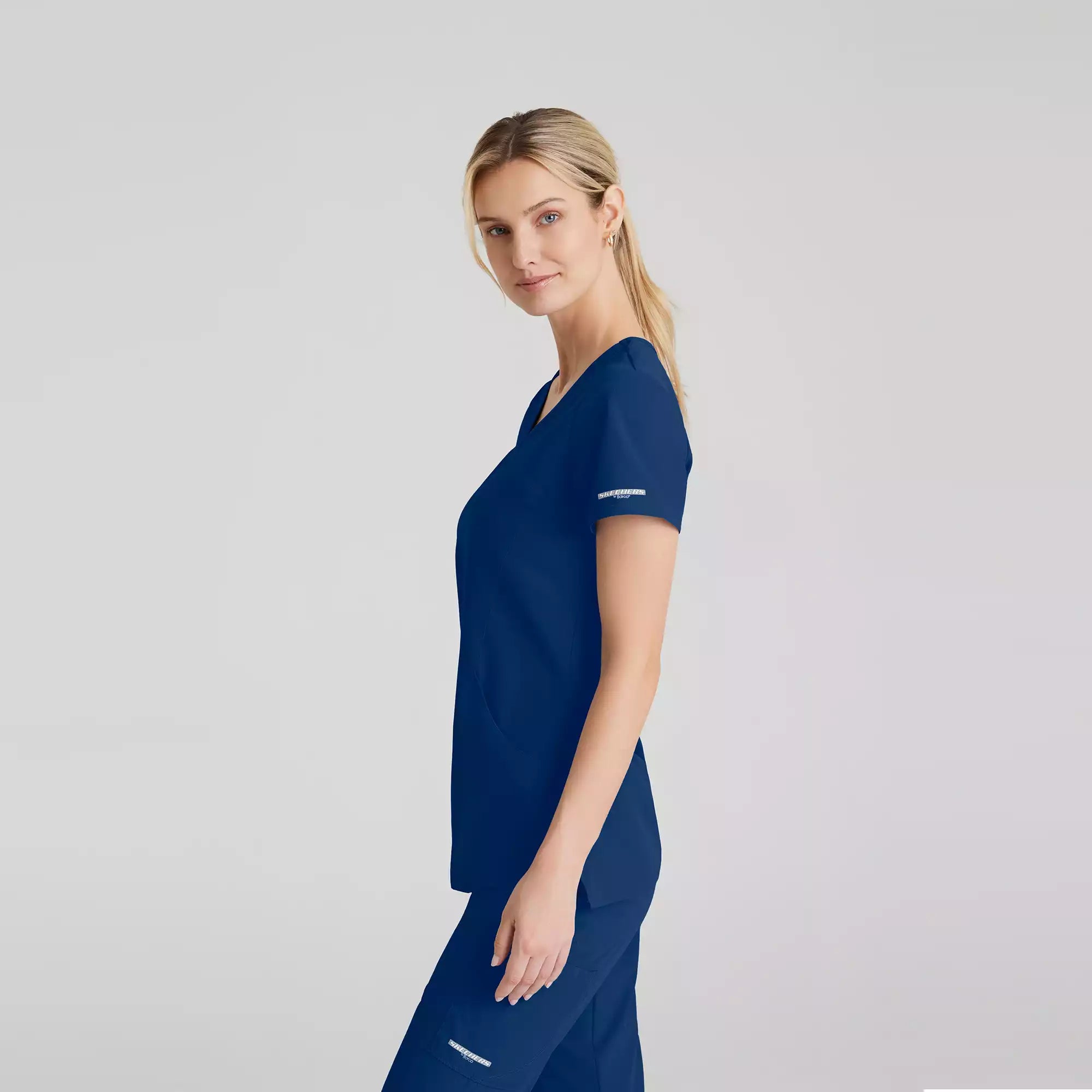 Women's Mock-Wrap V-Neck Scrub Top | SK102