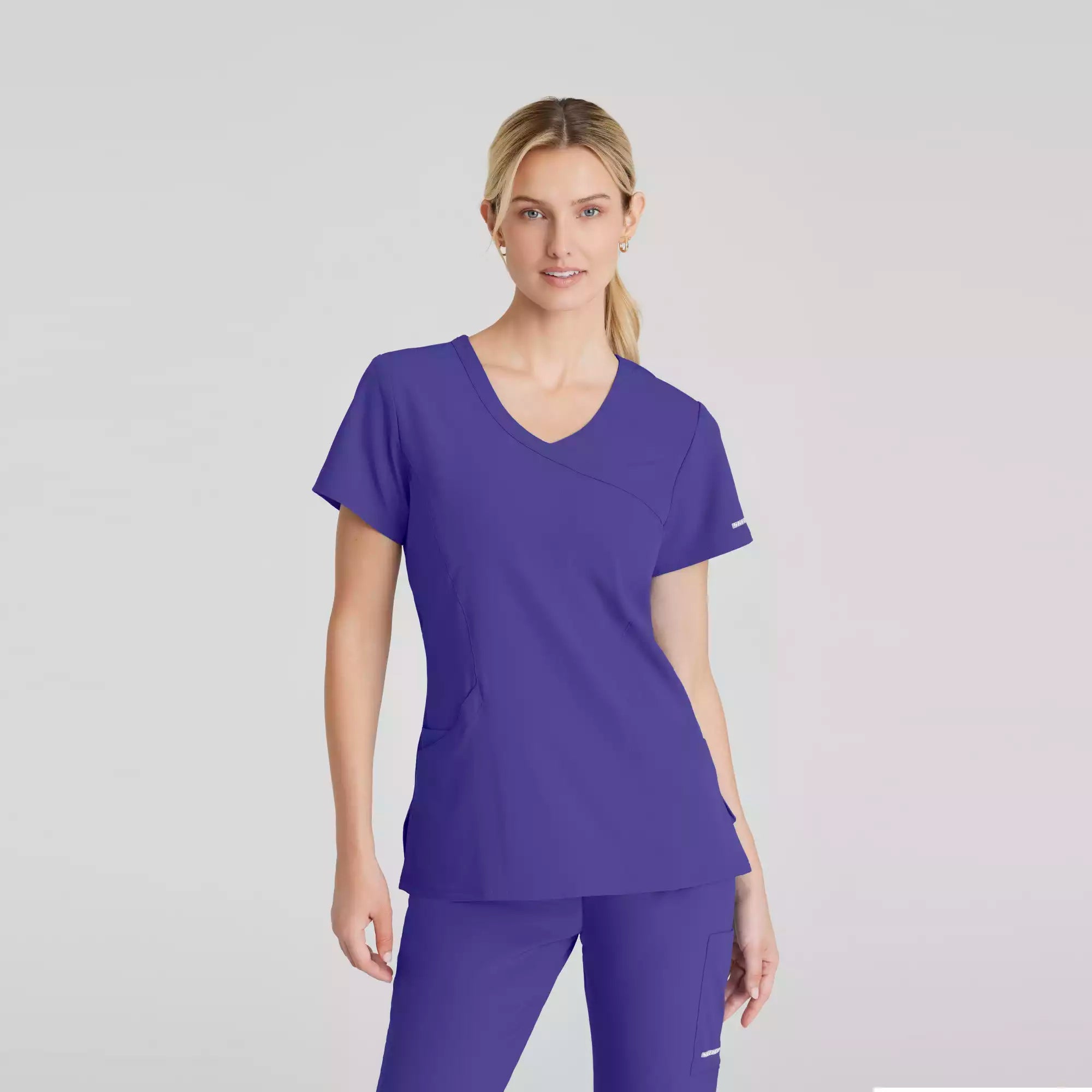 Women's Mock-Wrap V-Neck Scrub Top | SK102