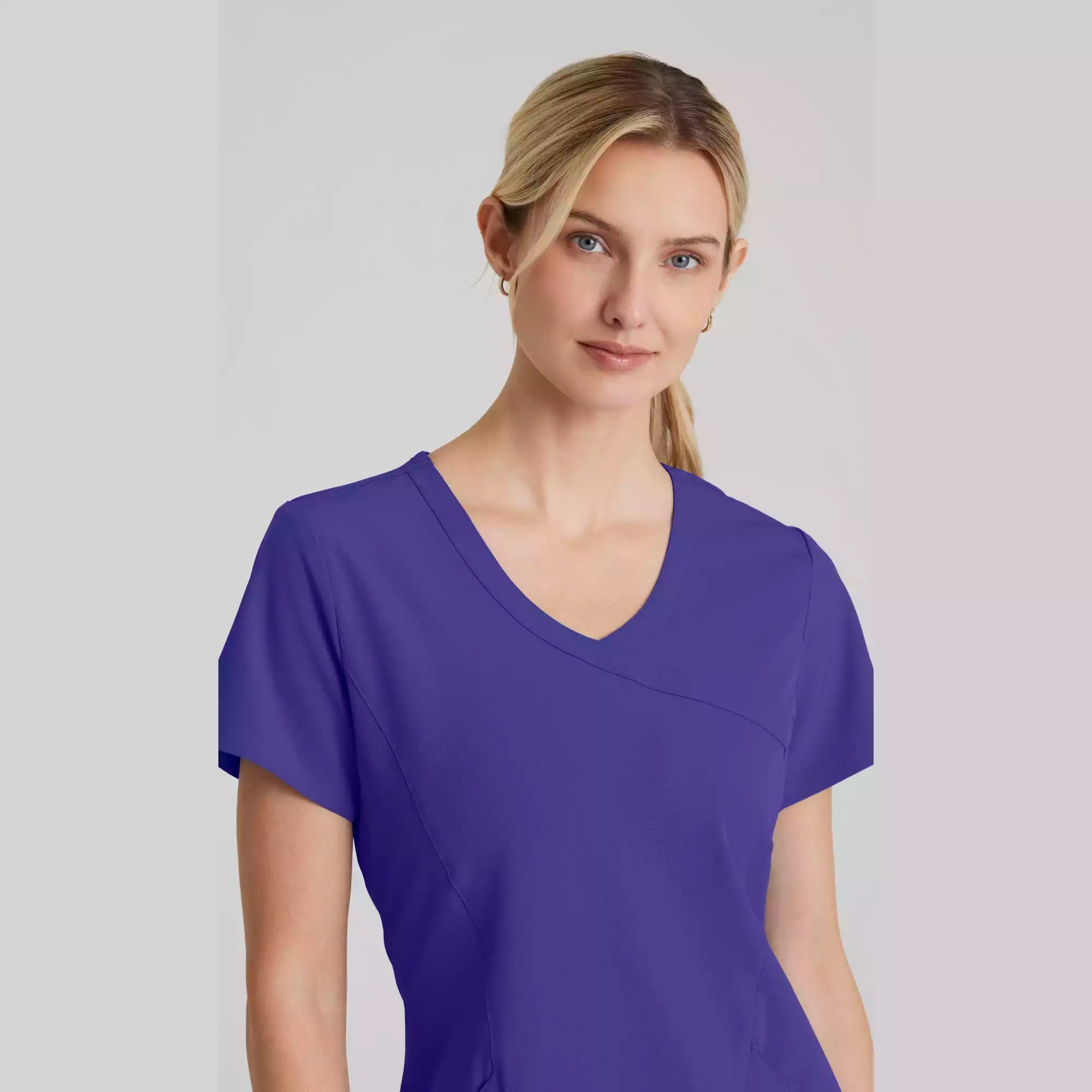 Women's Mock-Wrap V-Neck Scrub Top | SK102