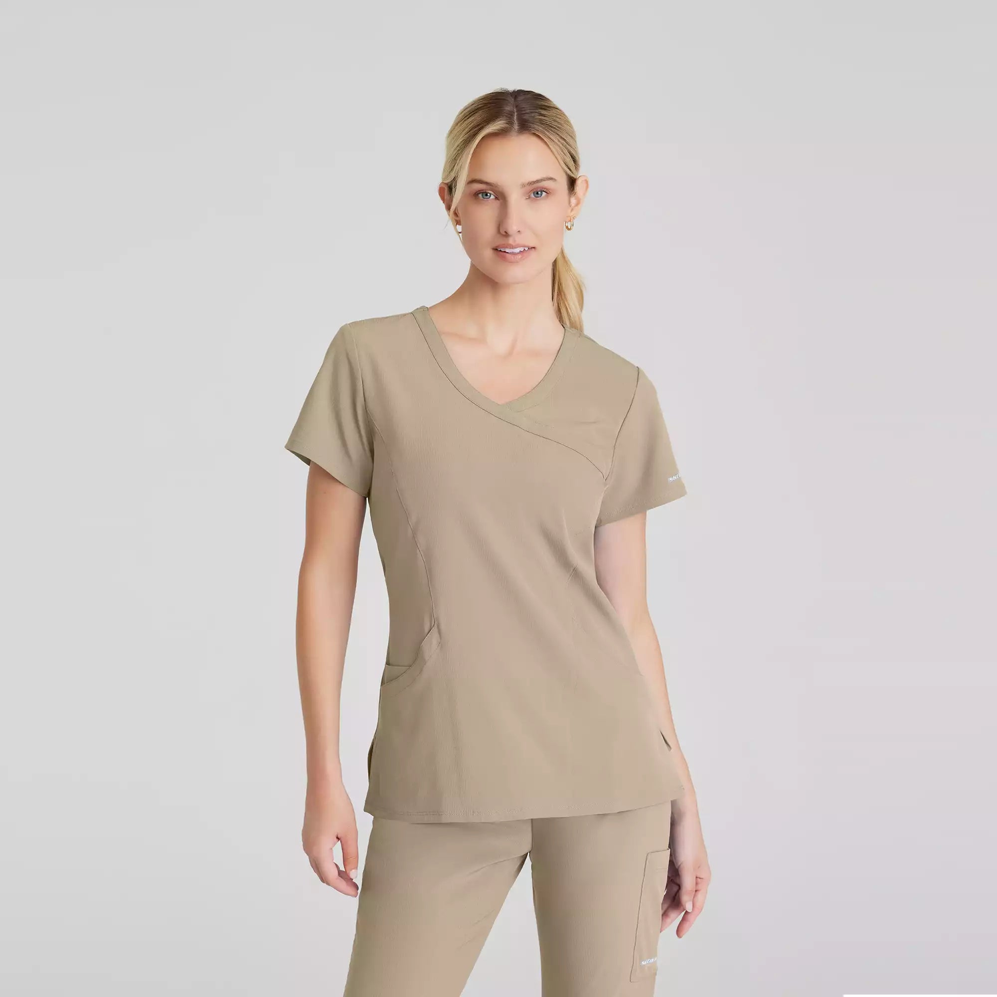 Women's Mock-Wrap V-Neck Scrub Top | SK102